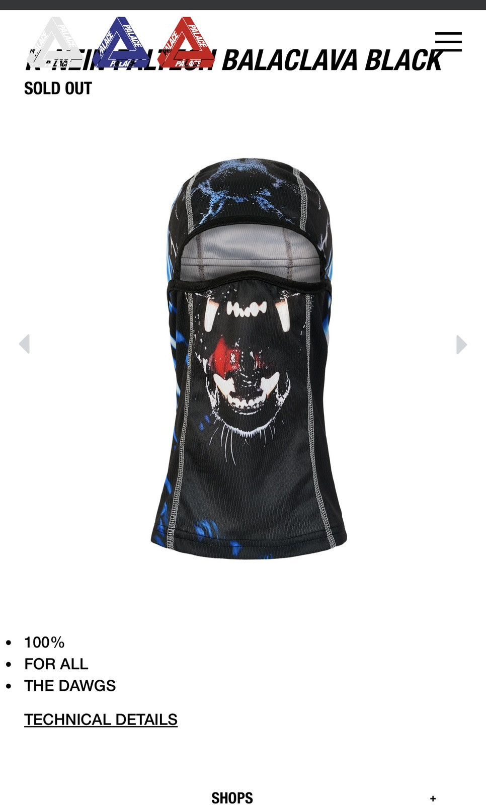 Palace Palace K-NEIN PALTECH BALACLAVA BLACK Size ONE SIZE - 13 Thumbnail
