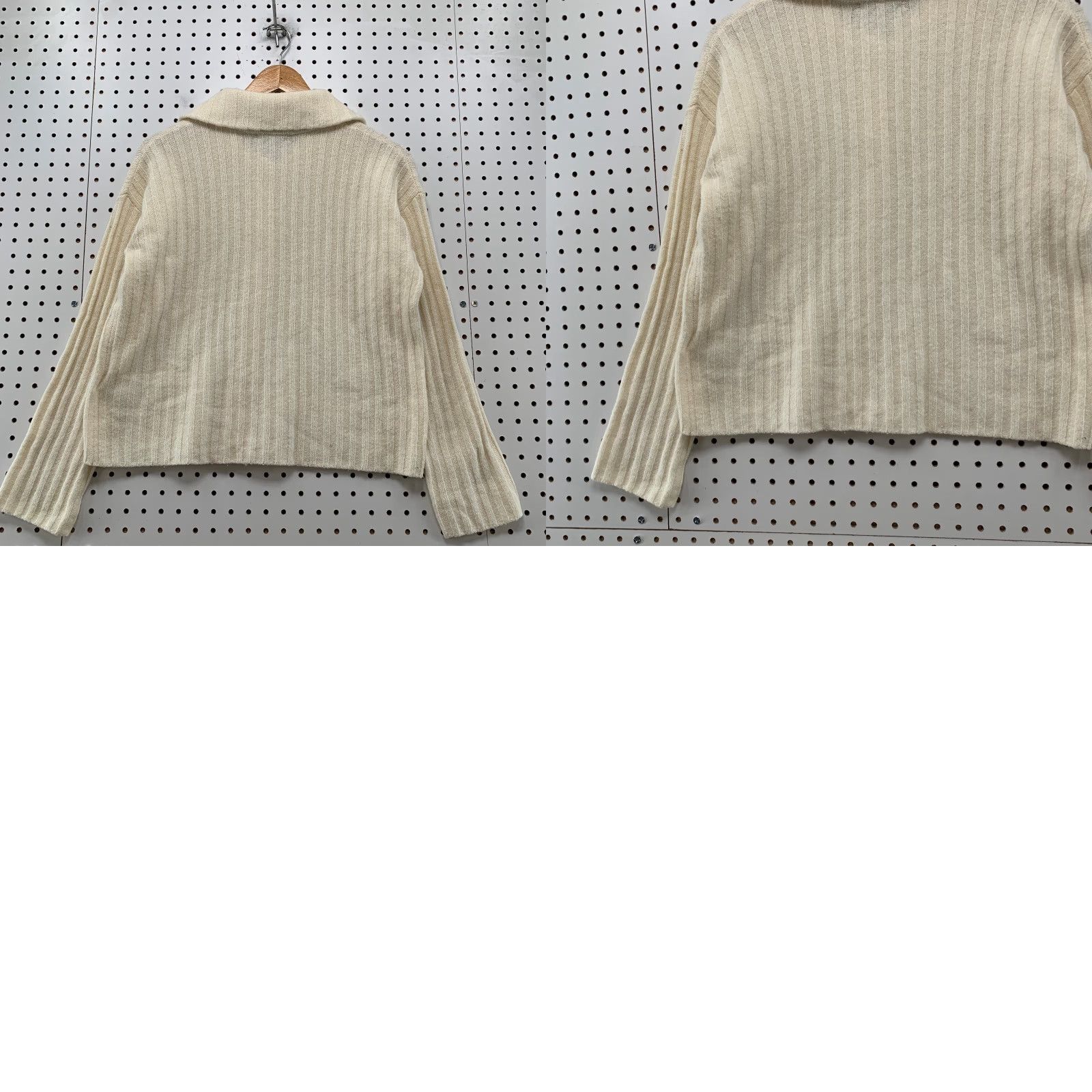 Madewell Madewell Wool Cardigan Sweater Womens XS Beige Wide Rib Knit Collared Size XS / US 0-2 / IT 36-38 - 9 Thumbnail