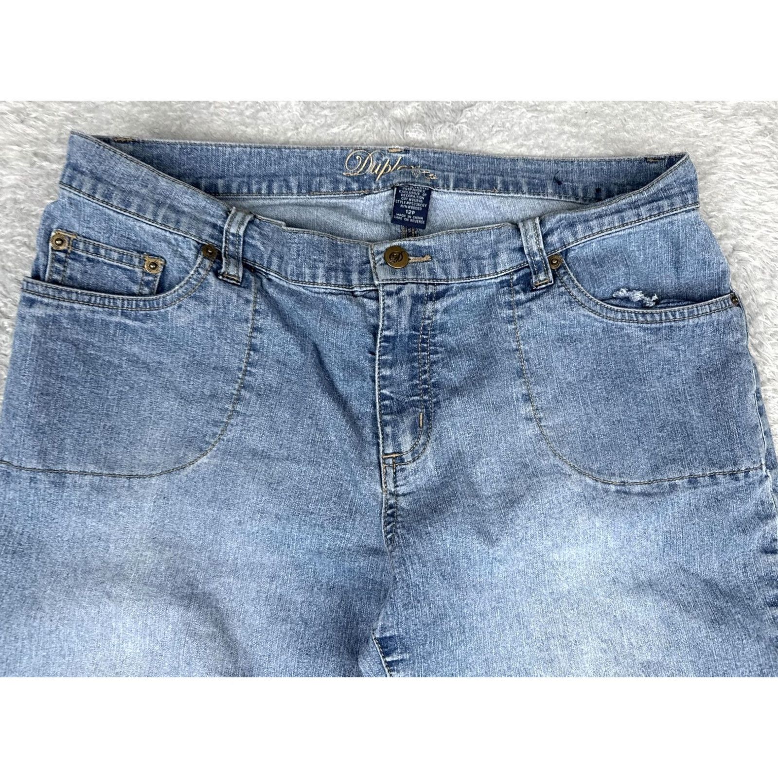 Vintage Duplex Jeans Bootcut Womens 12P Blue Light Wash High Rise Stretch 32x28 Denim Size 34" / US 12 / IT 48 - 4 Thumbnail