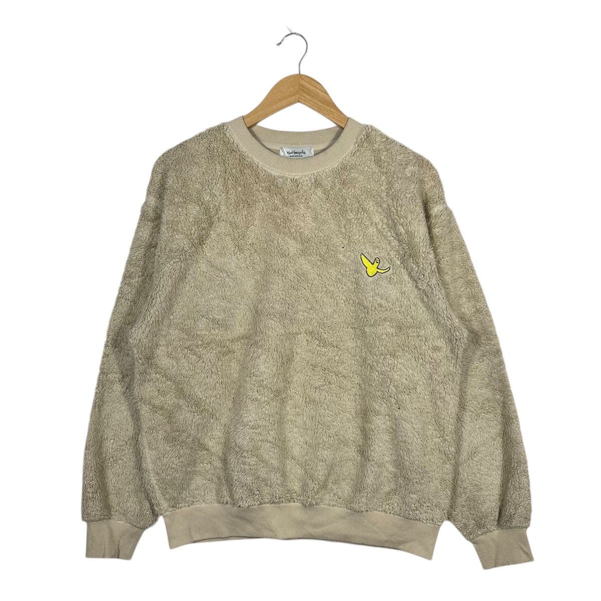 Vintage Mark Gonzales Beige Sherpa Fleece Sweatshirt Angel Patch Size US M / EU 48-50 / 2 - 1 Thumbnail