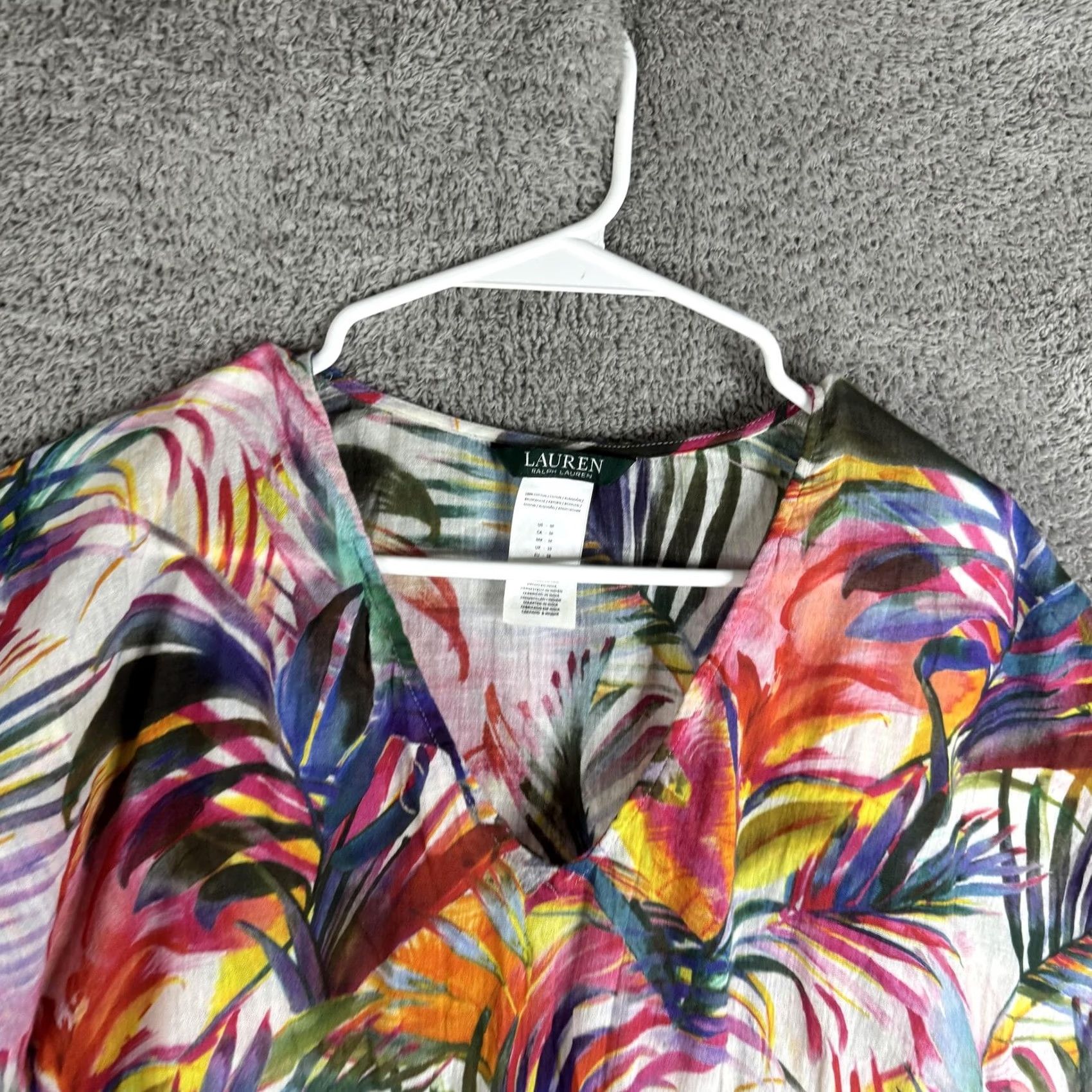 Ralph Lauren Lauren Ralph Lauren Cover Up Womens Medium Multicolor Tropical Cotton Tassel Size ONE SIZE - 5 Thumbnail