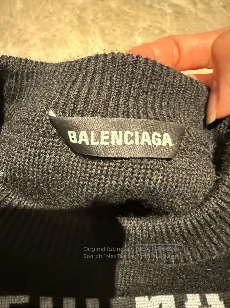 Balenciaga Balenciaga Black Rainbow Multilingual Knit Sweater/Sweatsh Size US L / EU 52-54 / 3 - 4 Thumbnail