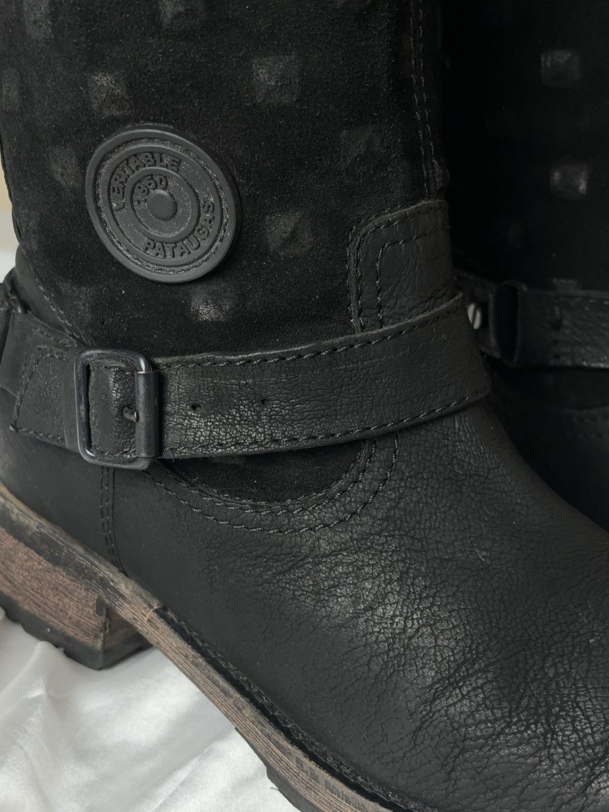 Vintage Leather Pataugas moto biker vintage high boots as 98 style Size US 7 / IT 37 - 7 Thumbnail