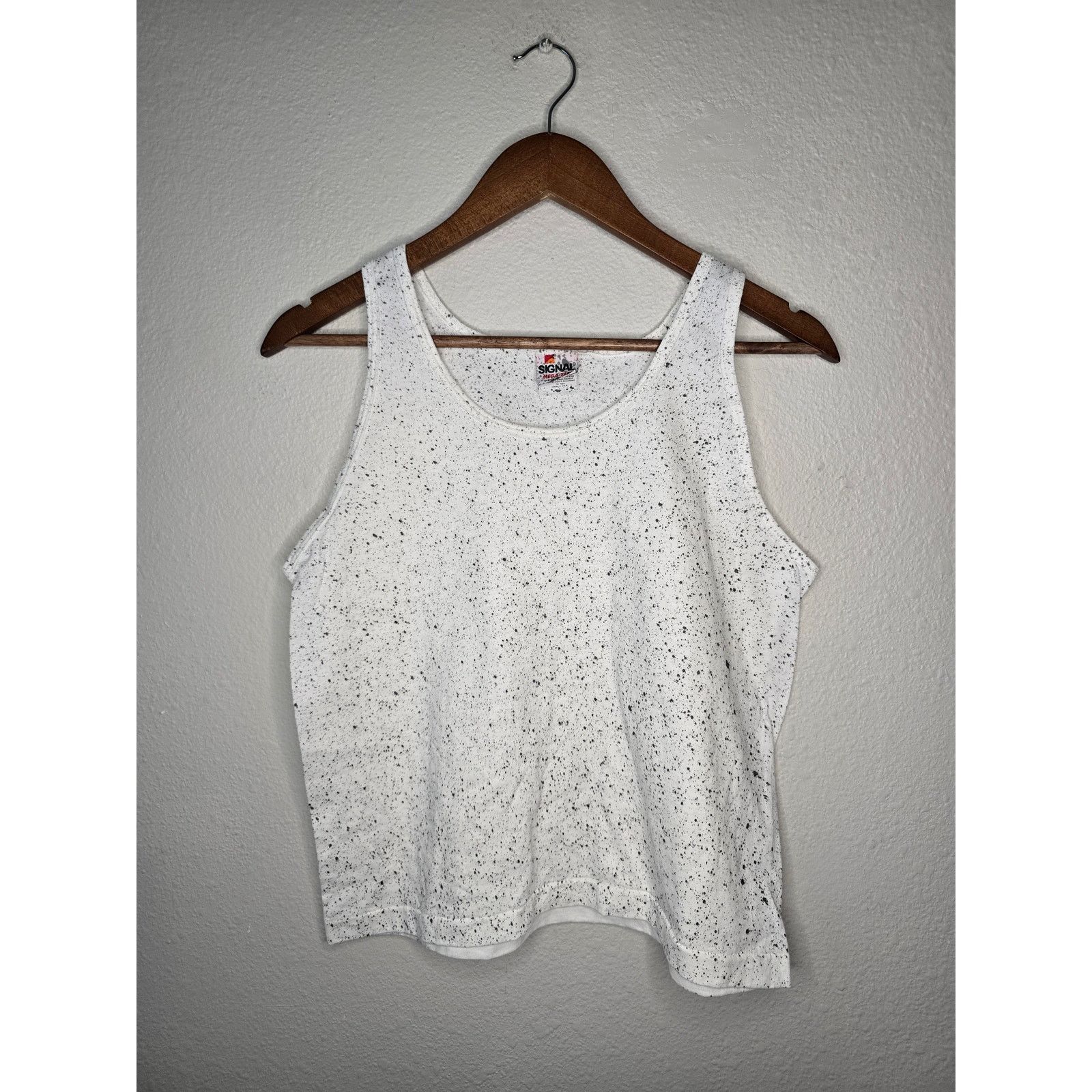 Vintage Vintage Blank Tank Top Womens White Speckled Sleeveless Tee Size L / US 10 / IT 46 - 1 Thumbnail