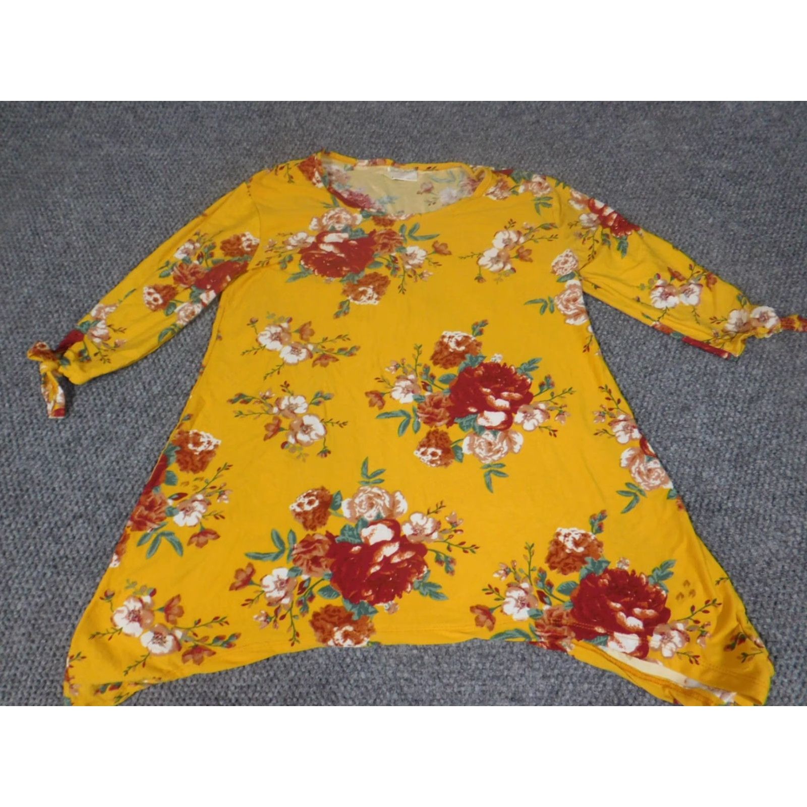 Vintage Bobbie Brooks Womens Blouse S Yellow Floral Crew Neck Pullover Stretch Casual Regular Polyester Rayon Long Sleeve Classic/Fitted Sleeve Size S / US 4 / IT 40 - 2 Thumbnail