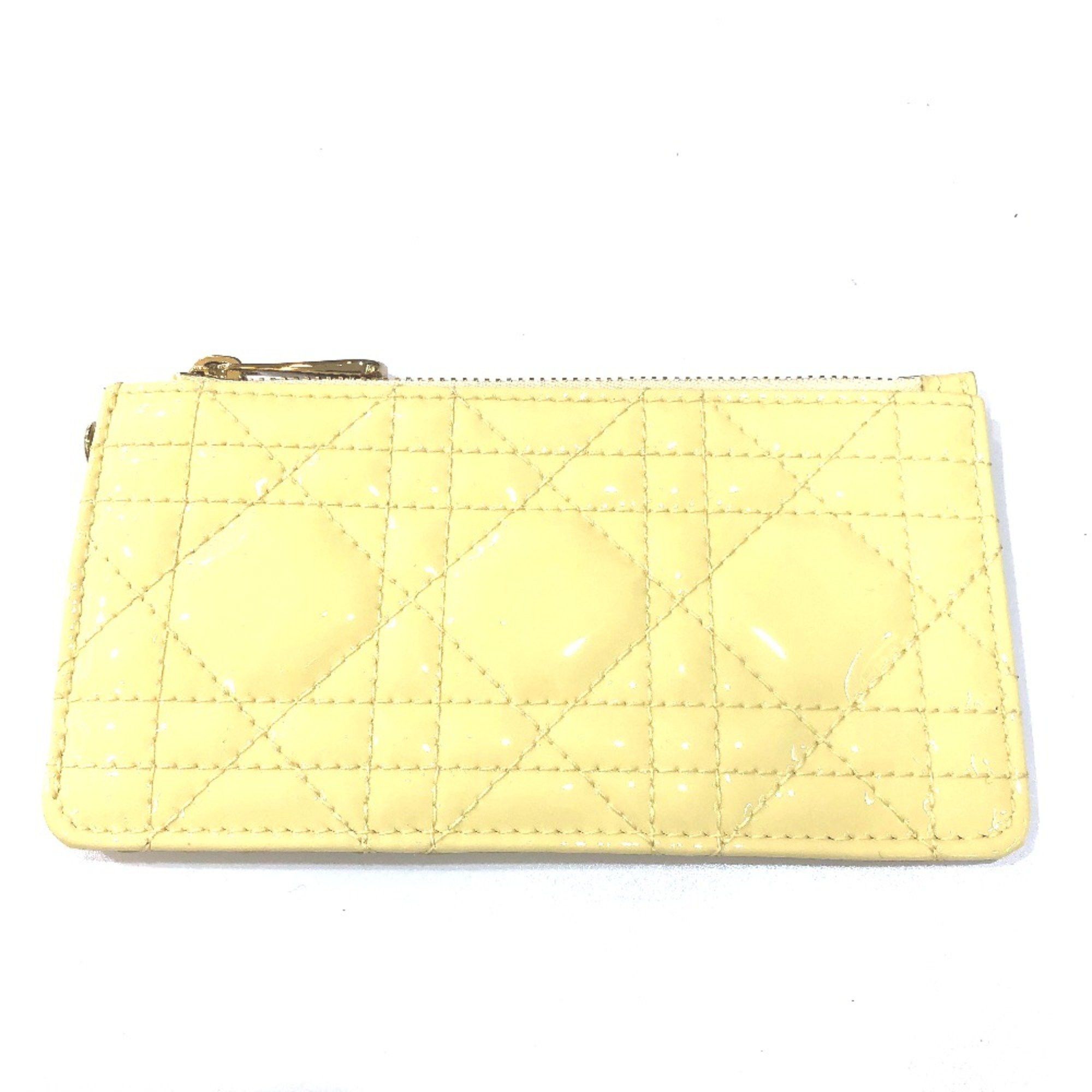 Dior CHRISTIAN DIOR Cannage patent coin purse Beige GoldHardware Size ONE SIZE - 1 Thumbnail