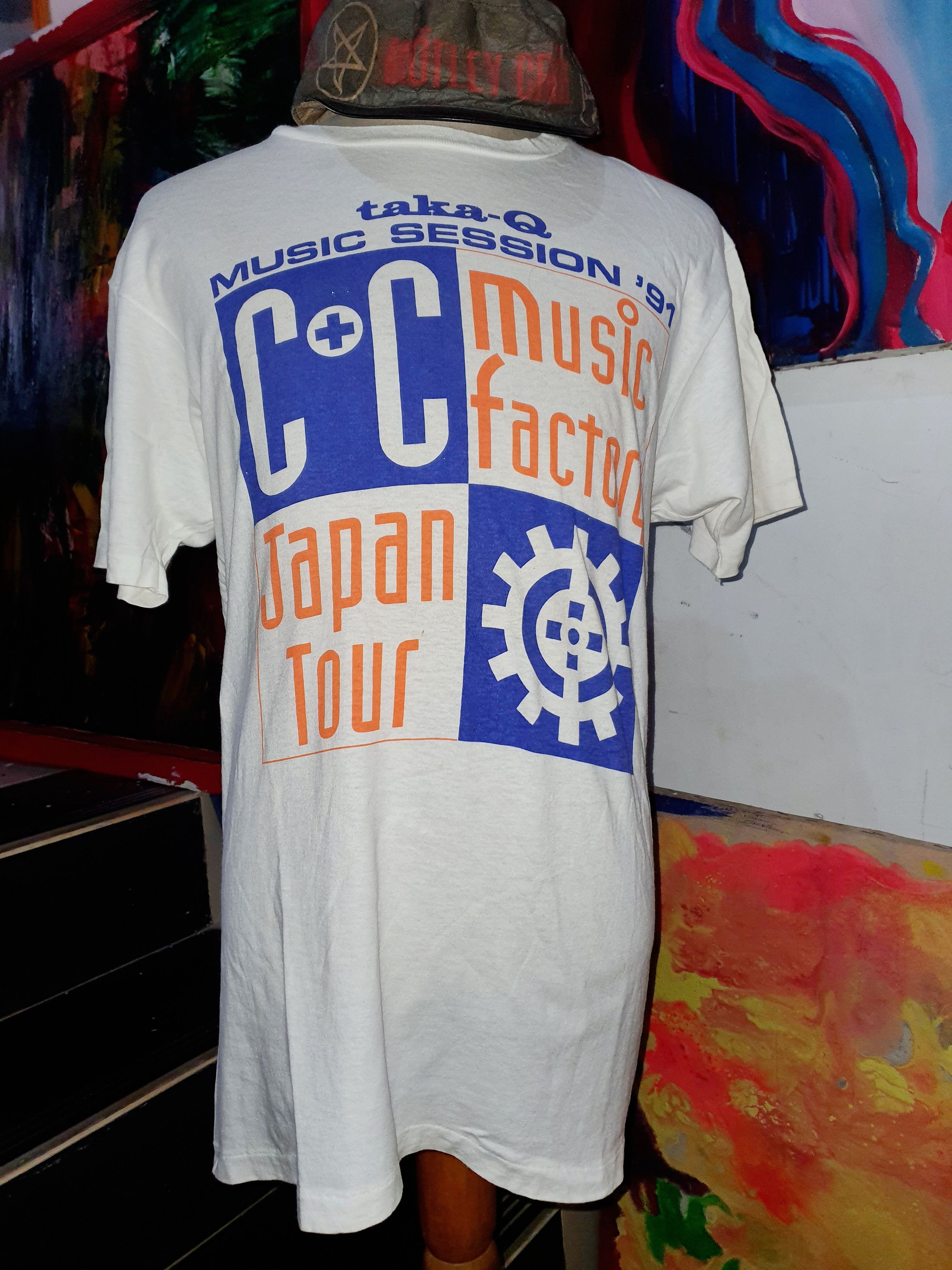 image of Band Tees x Screen Stars Cc Music Factory Japan Tour 91 Size L in White, Men's