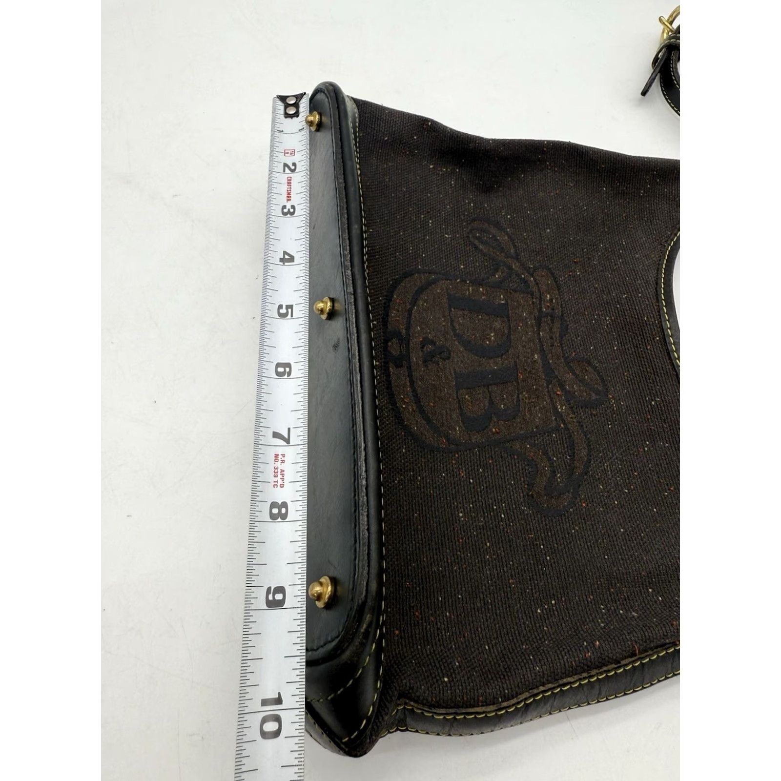 Dooney & Bourke Dooney & Bourke Logo Canvas Shoulder Bag Hobo Black Satchel/Top Handle Womens Canvas Leather Logo Pattern Bag Size ONE SIZE - 3 Thumbnail