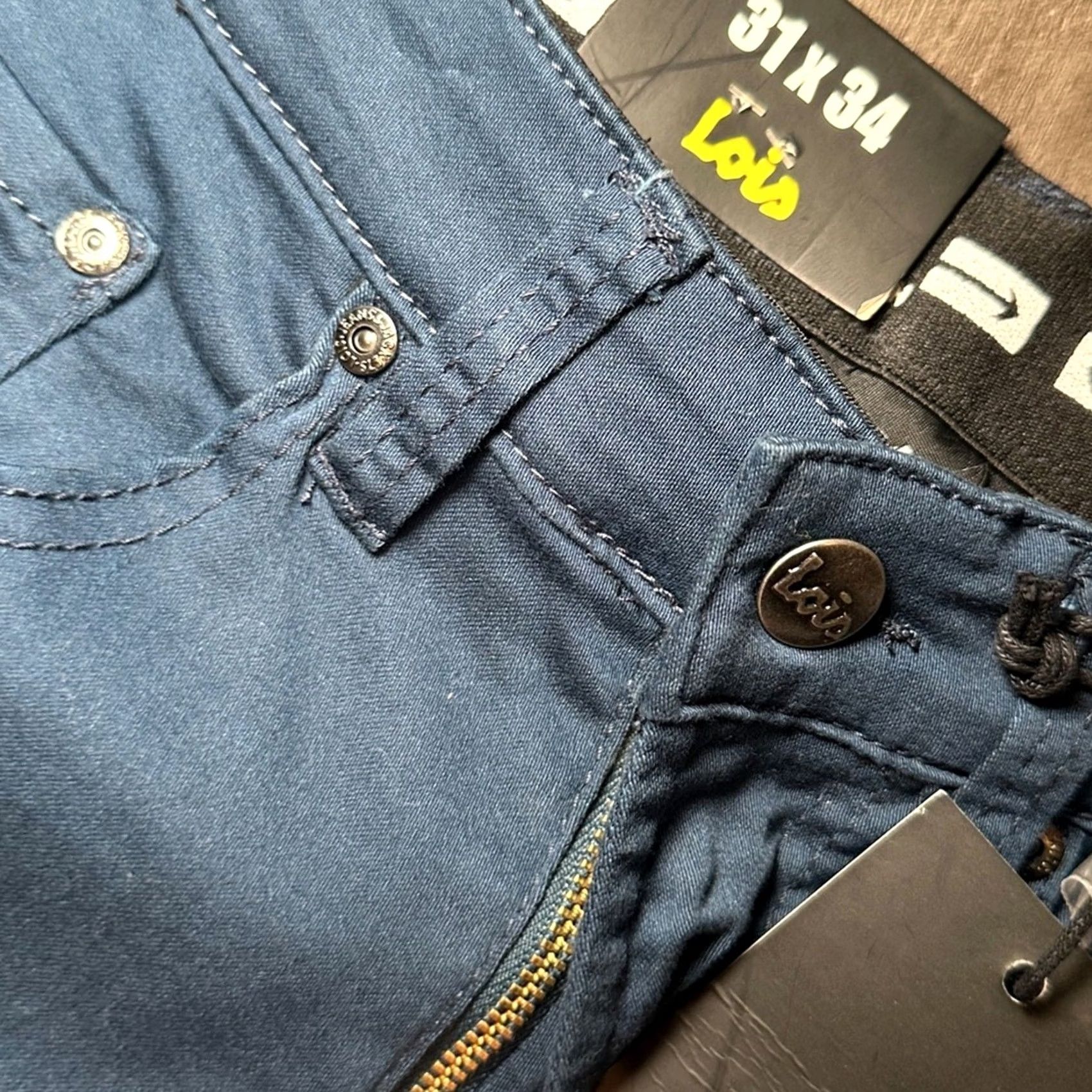 Vintage Lois Jeans Brad Slim Extensible Stretch Waist Pants 31x34 Blue Men Chino 31 Regular 34 Inseam NWT Size US 31 - 7 Thumbnail