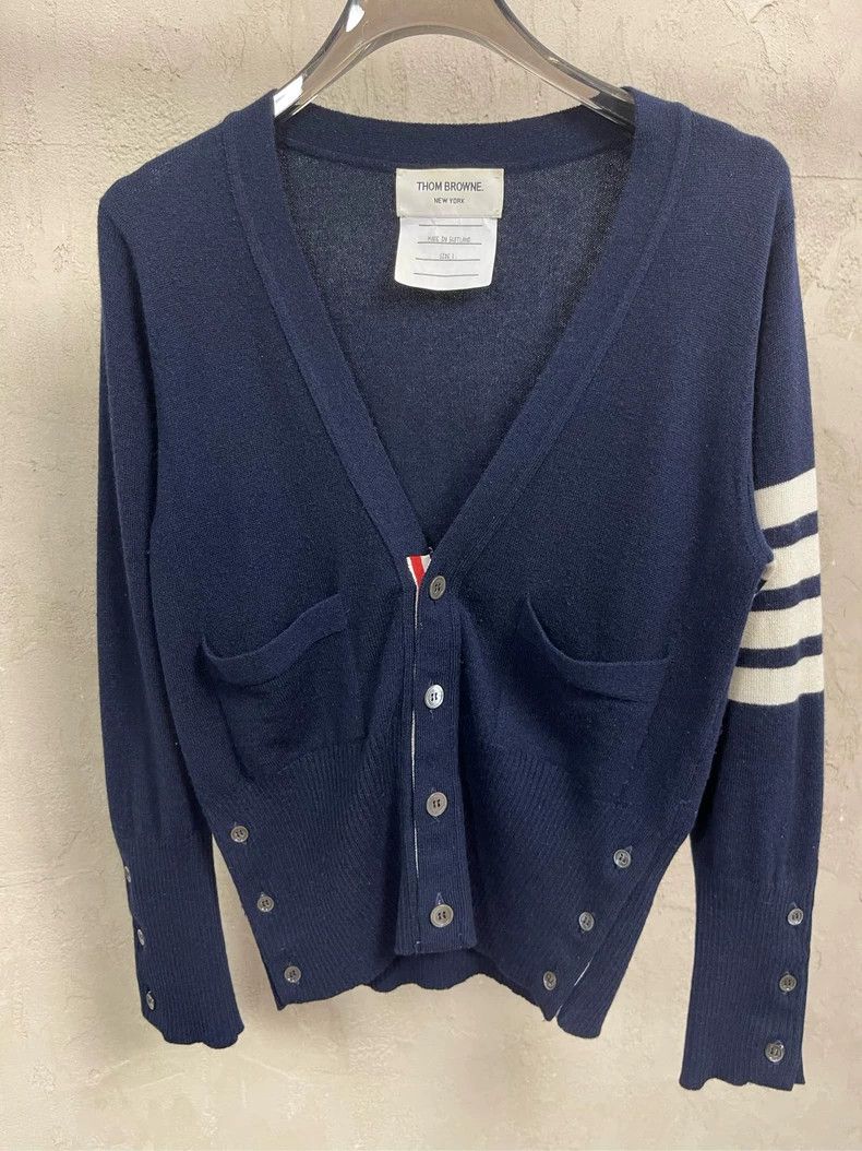 Thom Browne Thom Browne Dark blue four-striped wool cardigan jacket 250 Size US S / EU 44-46 / 1 - 3 Thumbnail