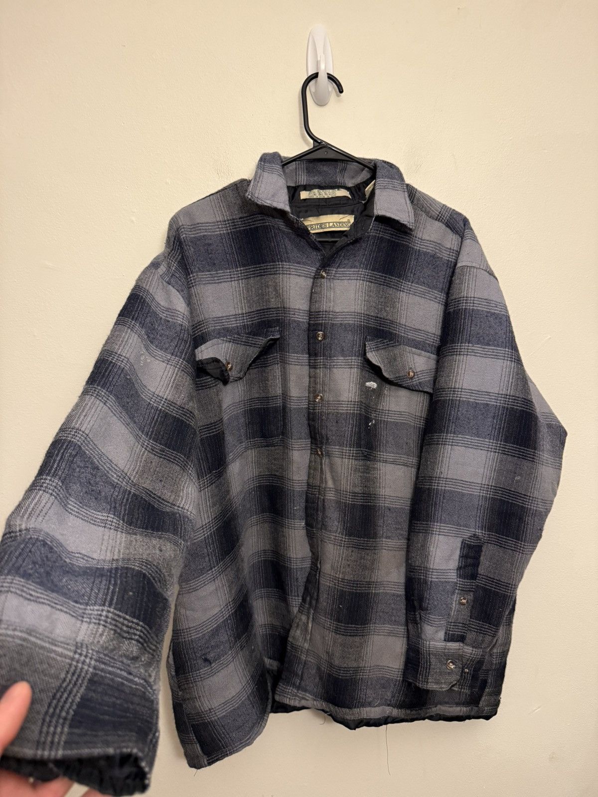 Vintage (XL) BEAUTIFUL FADED VINTAGE Grey Flannel Button Up Shirt Size US XL / EU 56 / 4 - 3 Thumbnail
