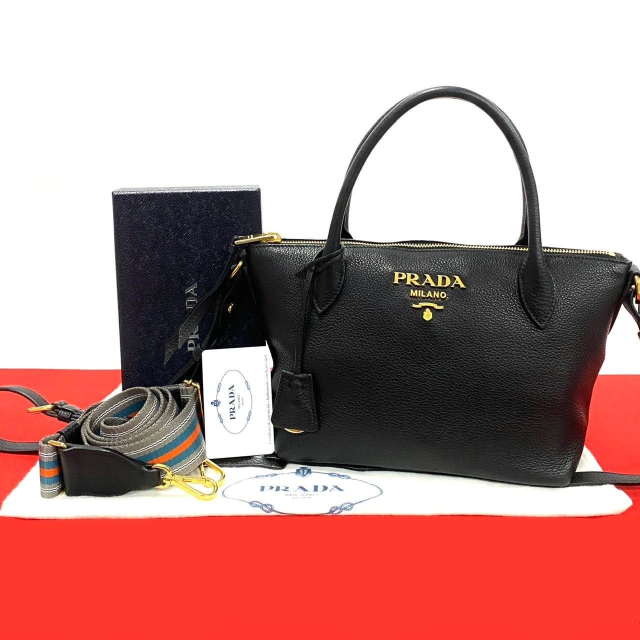 Prada Prada Shoulder Bag Black Leather Size ONE SIZE - 1 Thumbnail