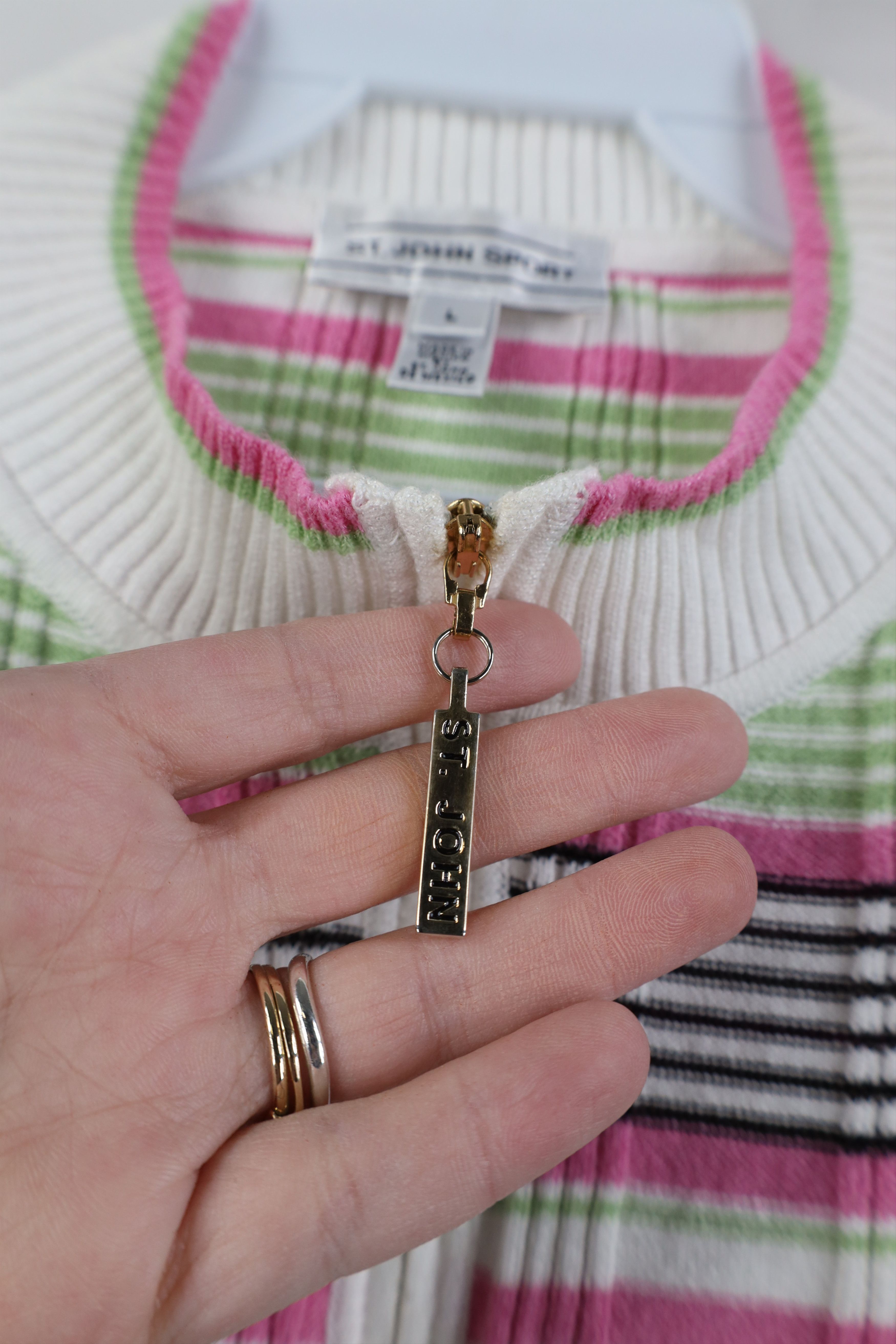 St. John Vintage St John Sport Ribbed Knit Half Zip Sweater Plaid Size L / US 10 / IT 46 - 6 Thumbnail