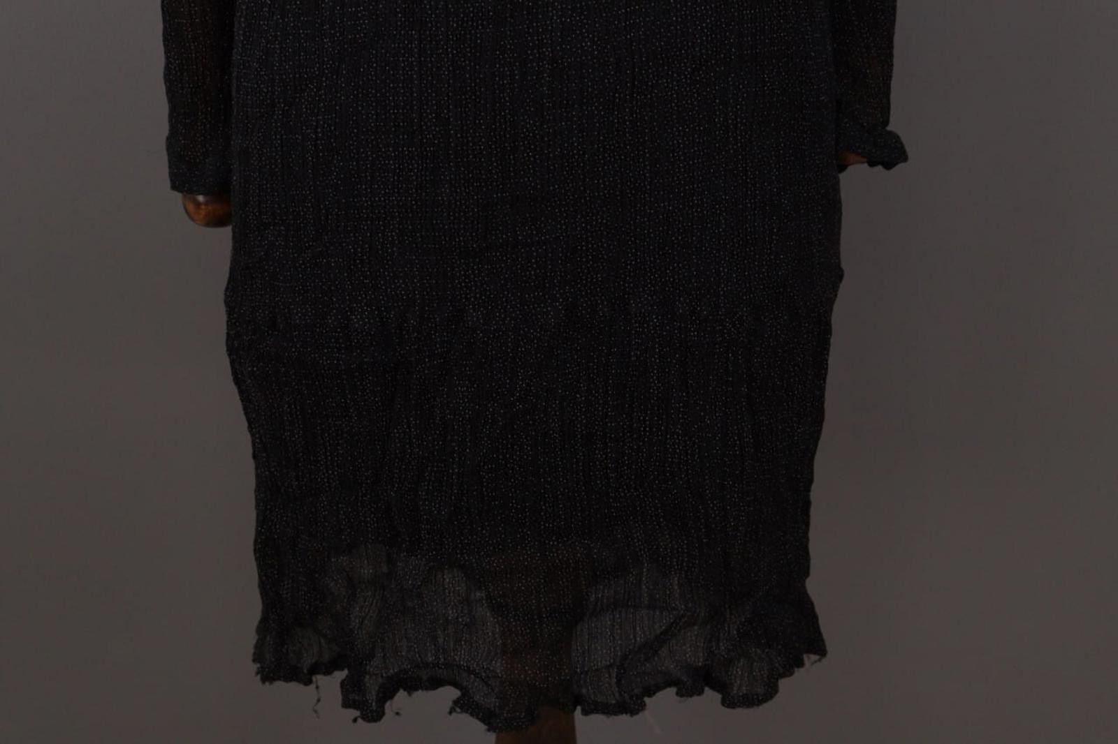 Gianni Valentino Ganni Black Dotted Mesh Long Sleeve Henley A-Line Dress Size M / US 6-8 / IT 42-44 - 3 Thumbnail