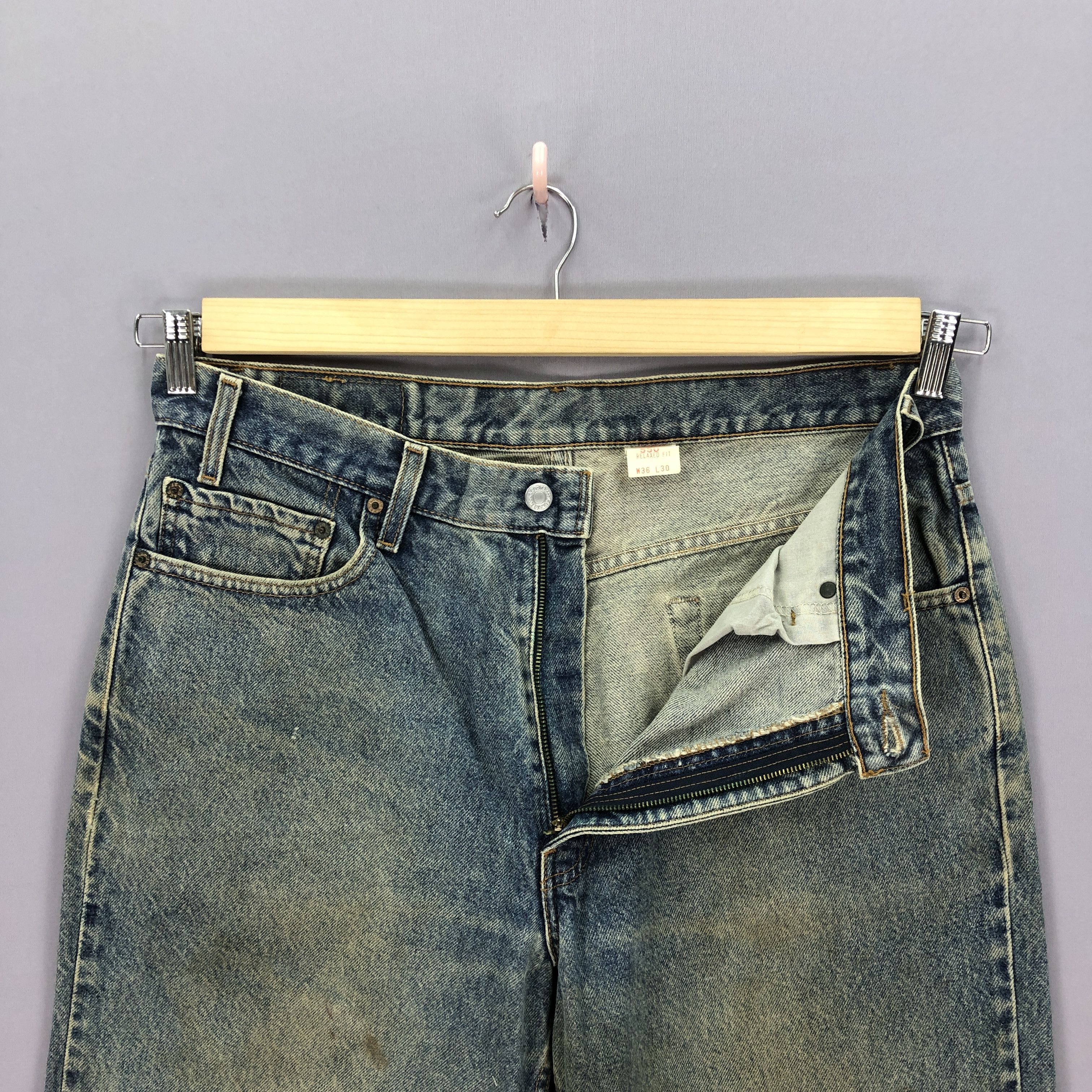 Levi's Vintage 90s Baggy Levis 550 Jeans Mud Dirty Levi's Denim Size US 34 / EU 50 - 5 Thumbnail