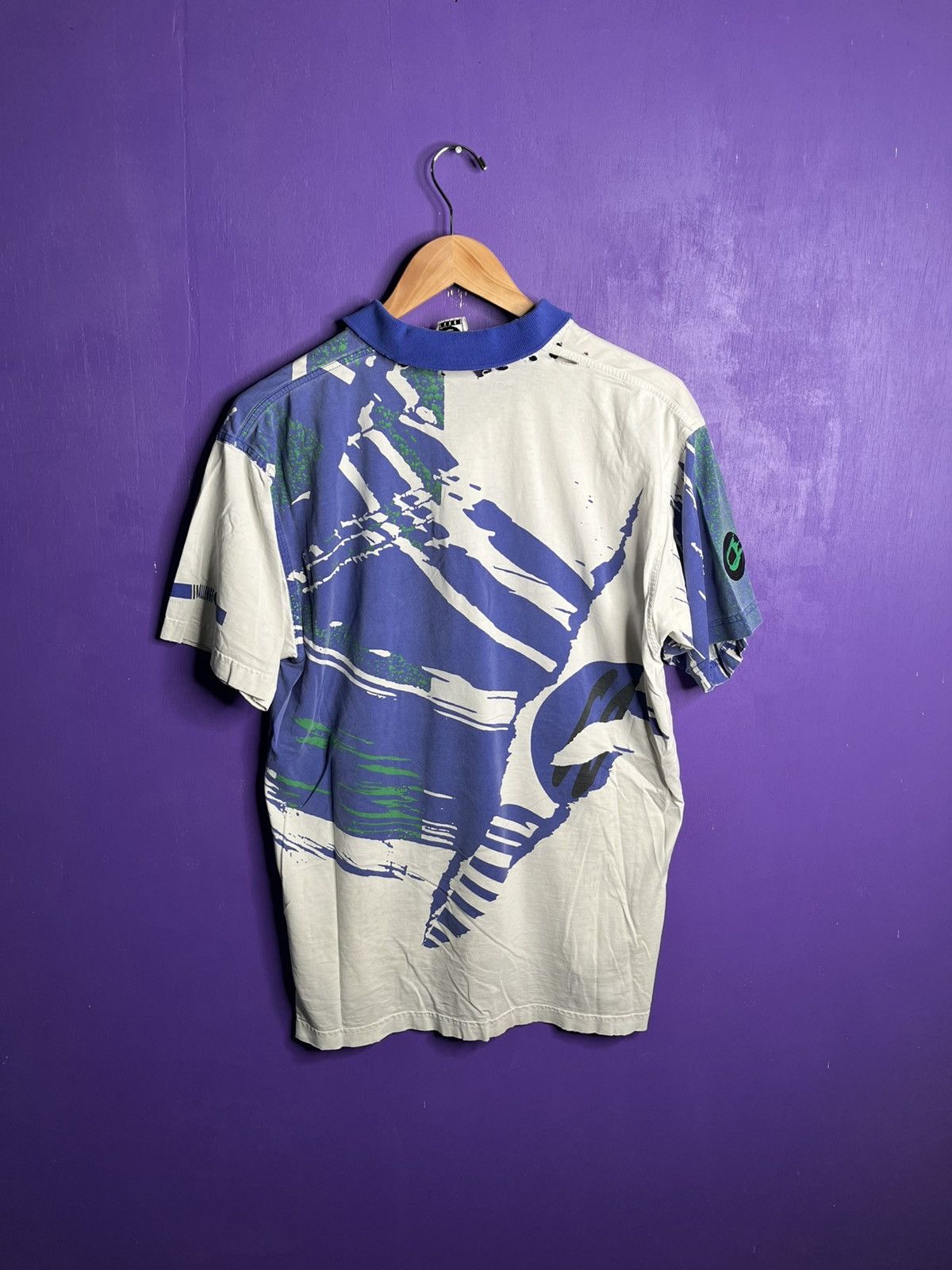 Nike × Vintage Vintage 90s Nike challenge court AOP polo shirt Size US M / EU 48-50 / 2 - 2 Thumbnail