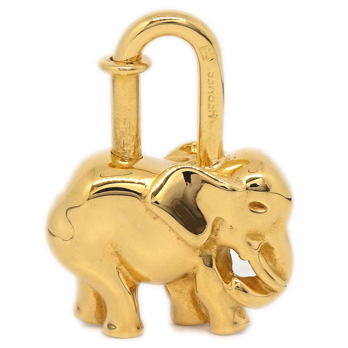 image of Hermes 1988 Elephant Cadena Lock Bag Charm Gold Small Good 23391 in Black, Women's