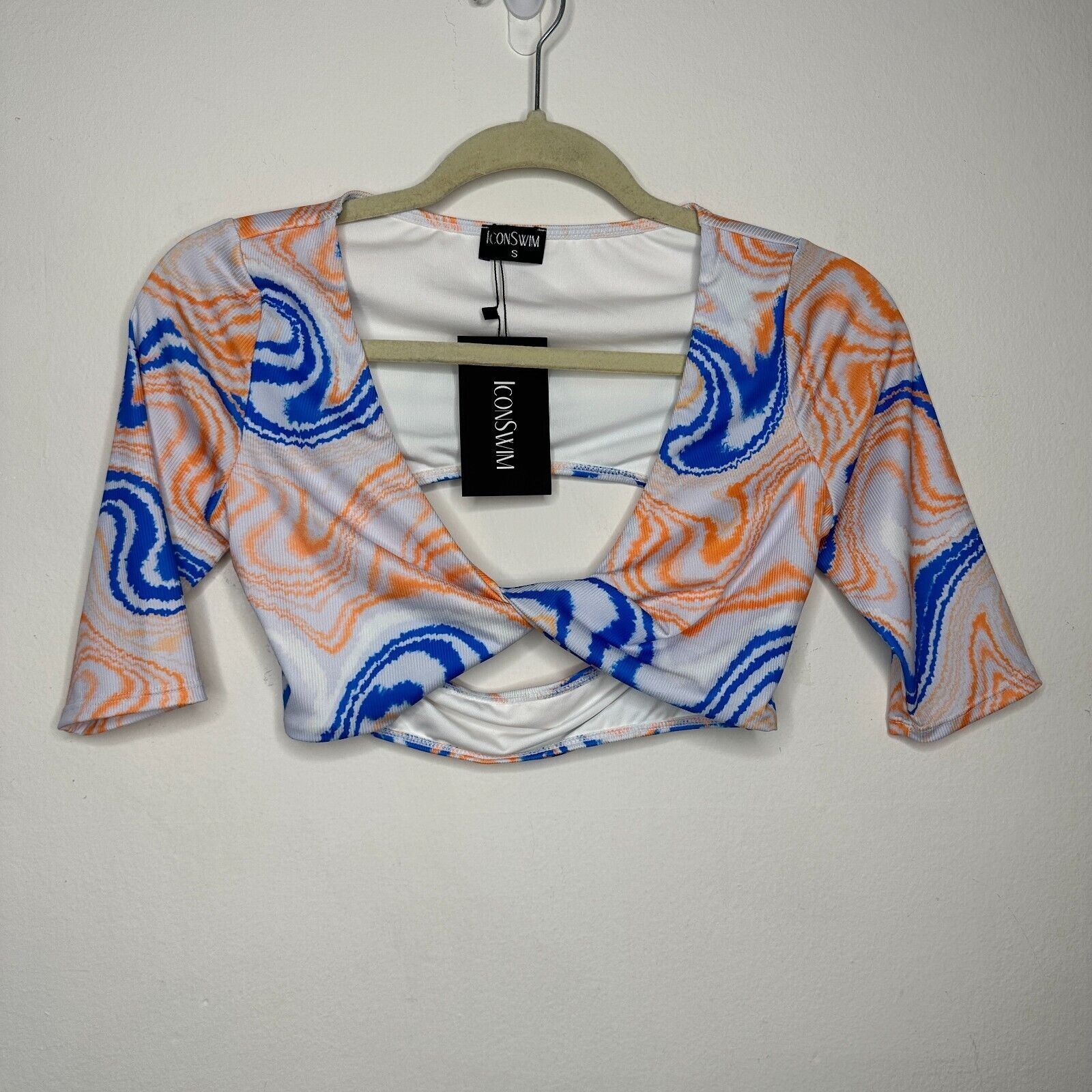 Other NWT Icon Swim Blue Orange Sunset Dive Wave Twist Front Top S Size S / US 4 / IT 40 - 8 Thumbnail
