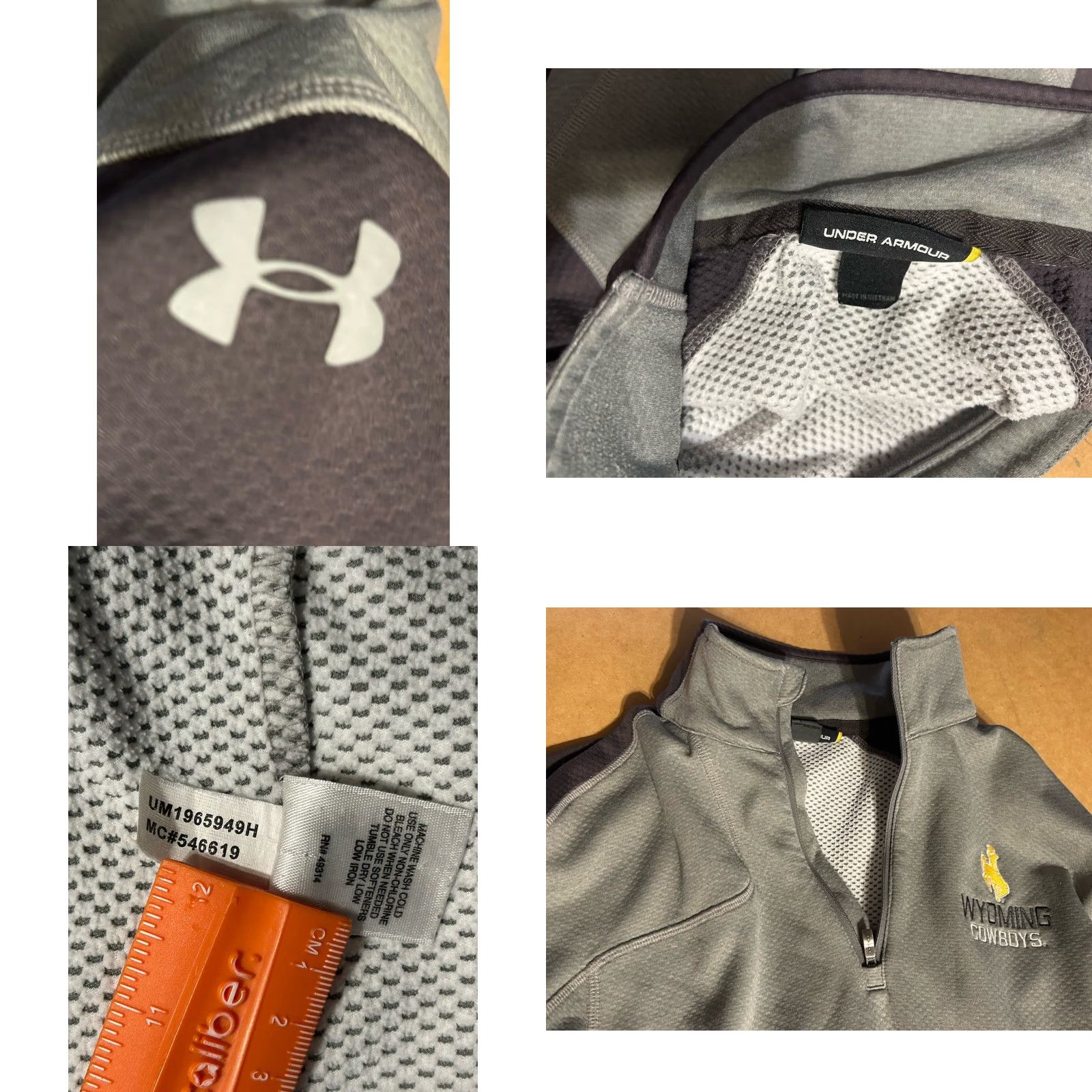 Under Armour VINTAGE University Of Wyoming Cowboys 1/4 Zip Pullover Men Large Gray Under Armour Logo Size US L / EU 52-54 / 3 - 11 Thumbnail