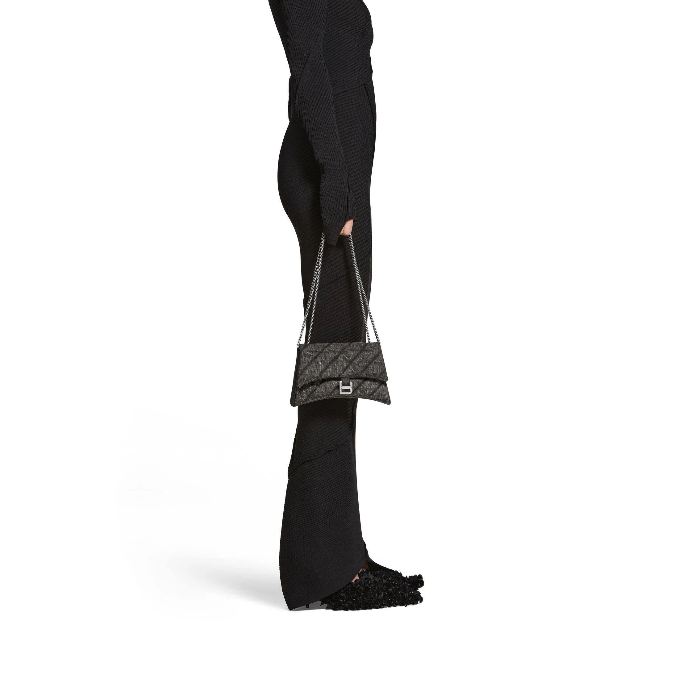 Balenciaga o1mt1gz0824 Size: OS / Crush XS Chain Bag Denim Black Size ONE SIZE - 2 Thumbnail