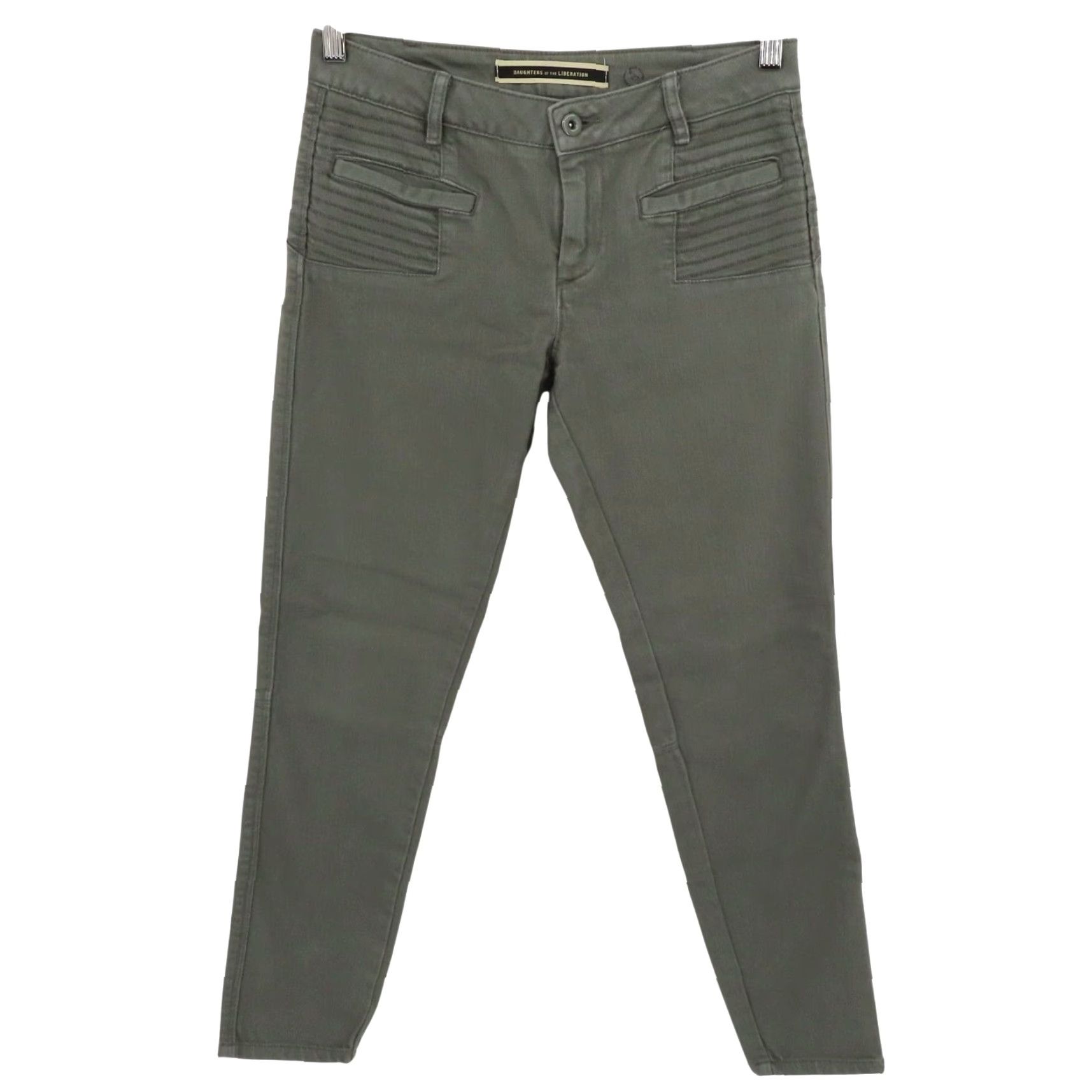 Vintage Daughters of the Liberation Womens Jeans 27 Moto Skinny Straight Green Pants recyc Green Denim 5-Pocket Regular Vintage No Binding Size 27" / US 4 / IT 40 - 2 Thumbnail