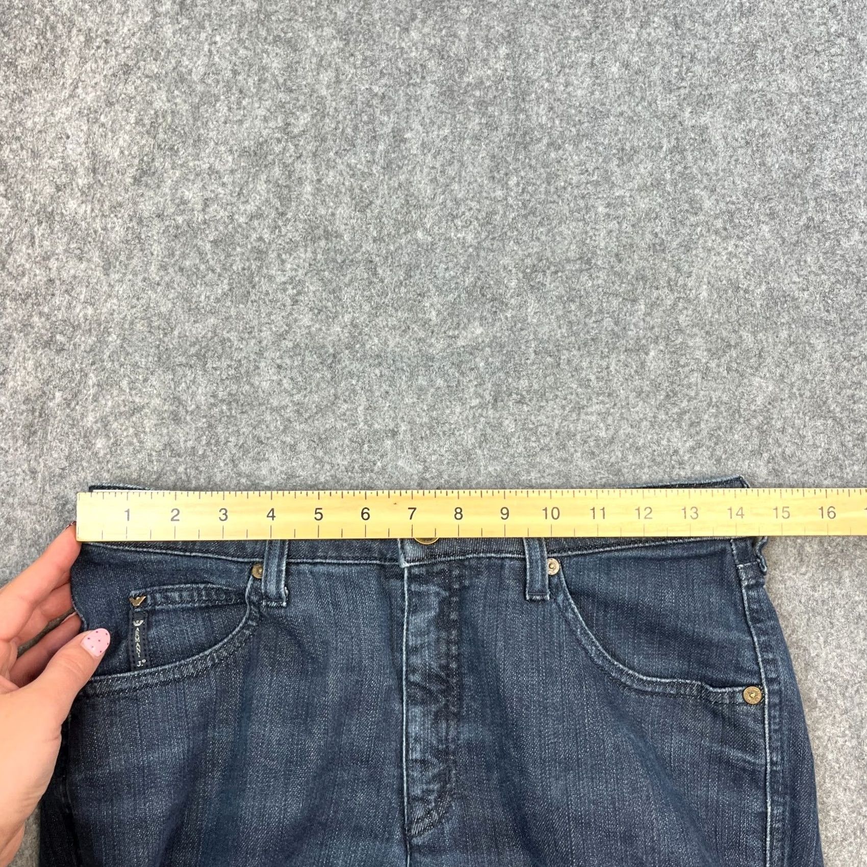 Armani Armani Jeans Bootcut Women 8 Dark Wash Blue Stretch Denim 5-Pocket Regular Slimming Modern Vintage: No Size 30" / US 8 / IT 44 - 7 Thumbnail