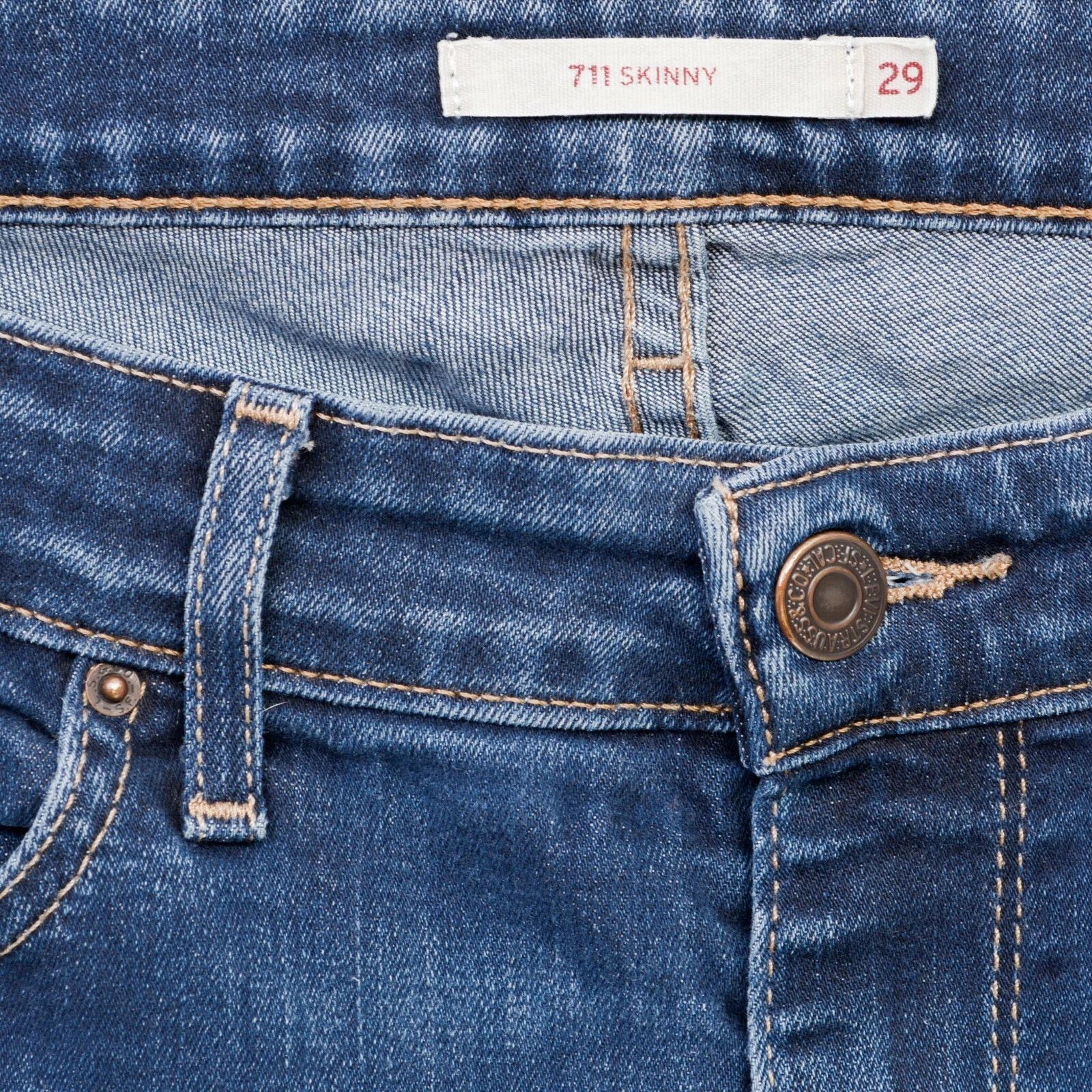 Levi's STRAUSS 711 Skinny Women W29 L32 Mid Rise Jeans Trousers Size 29" - 4 Thumbnail