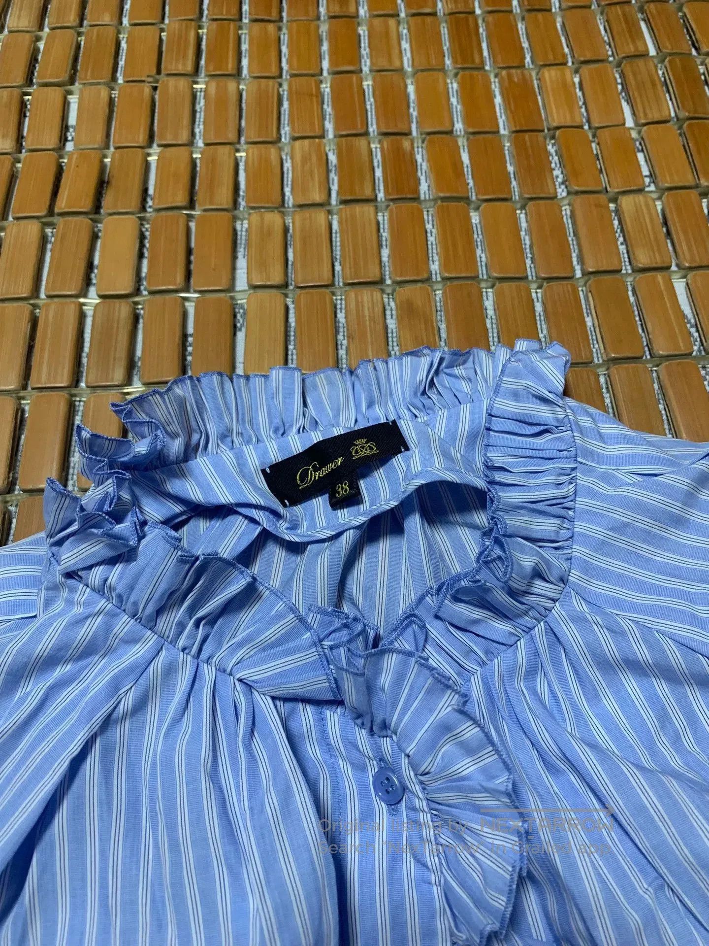 Vintage Ruched Collar Striped Shirt. Size S / US 4 / IT 40 - 3 Thumbnail