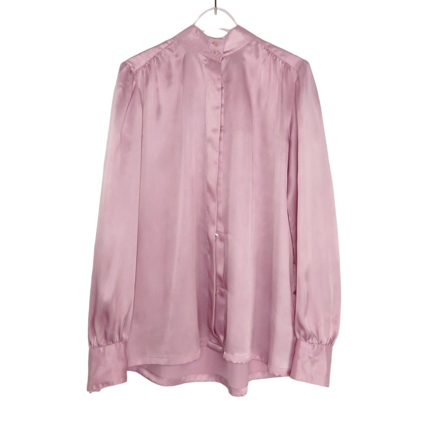 Vintage 70s Vintage Pink Satin Long Sleeve Button Down Blouse Medium Size M / US 6-8 / IT 42-44 - 4 Thumbnail