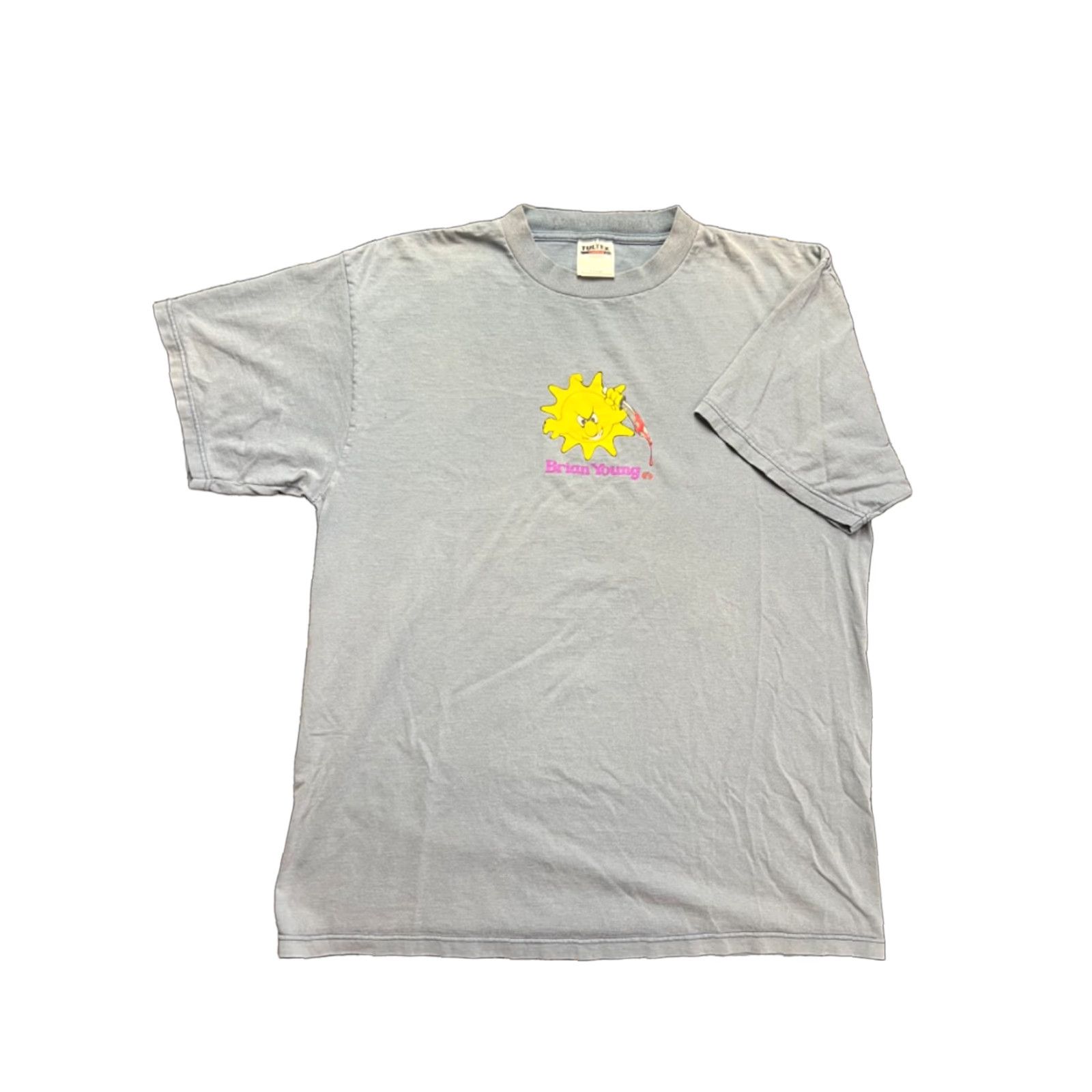 VINTAGE Tultex Shirt XL Gray Brian Young Graphic Skateboard Mens T