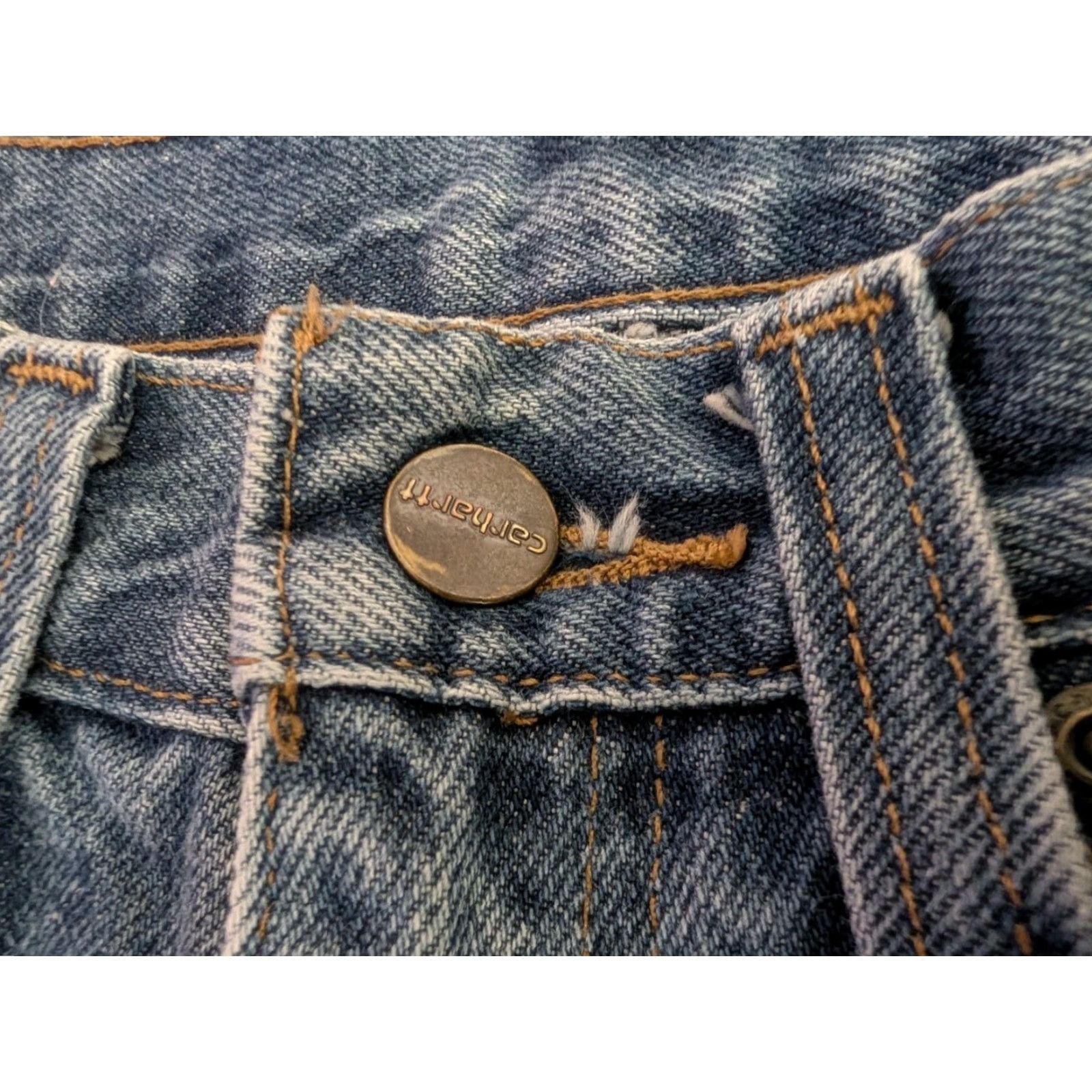 Carhartt VINTAGE Carhartt Jeans 32X32 Mens 5-Pocket Denim Straight Workwear Blue Logo Distressed Size US 32 / EU 48 - 5 Thumbnail