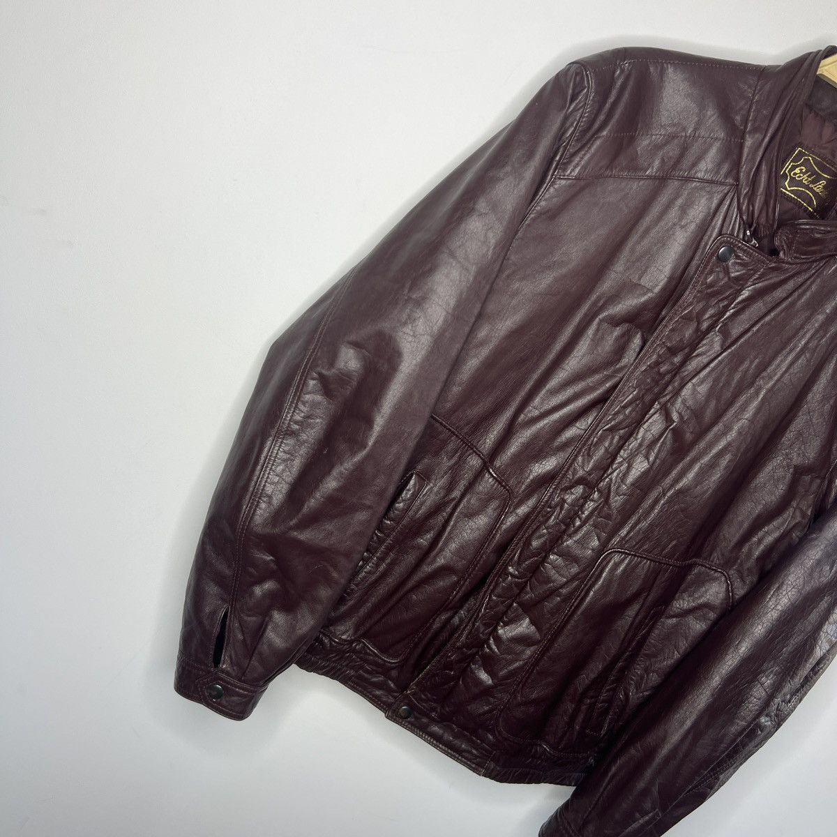Leather × Vintage Vintage Cherry Leather Motor Biker Jacket Trucker Genuine Size US L / EU 52-54 / 3 - 3 Thumbnail