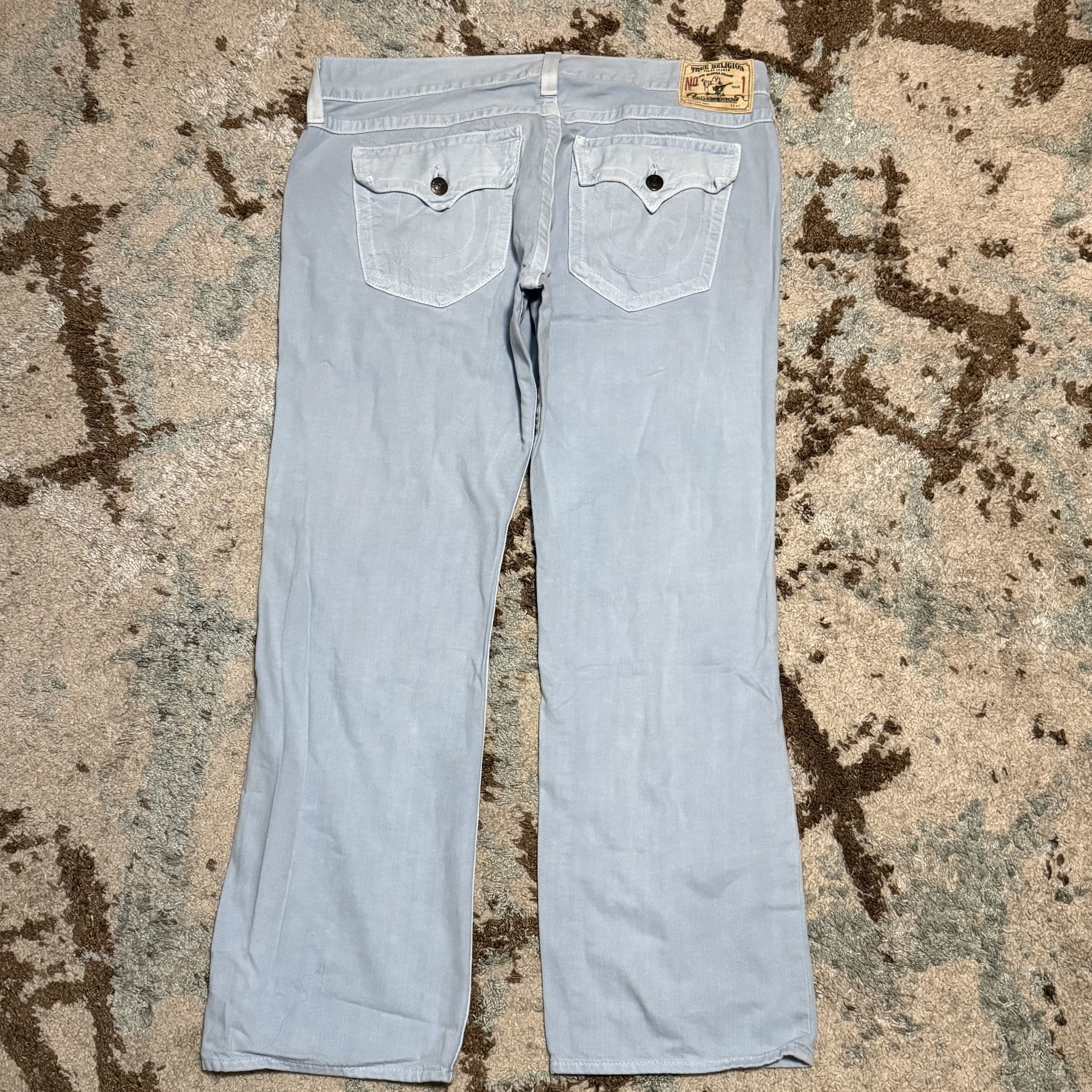 True Religion True Religion Ricky Relaxed Straight Jeans 42x32 Baby Blue Size US 42 / EU 58 - 1 Thumbnail