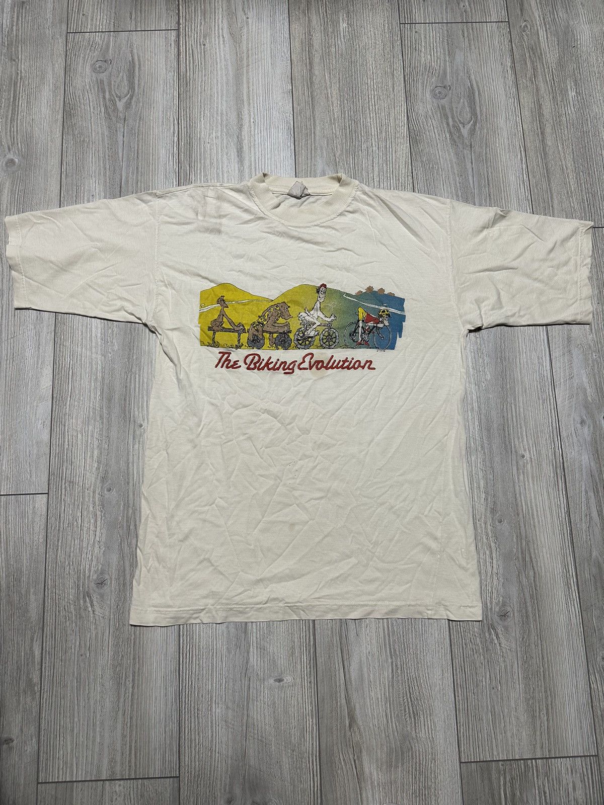 Vintage Vintage 80’s Biking Evolution 1987 Humor T-shirt Size US XL / EU 56 / 4 - 1 Thumbnail