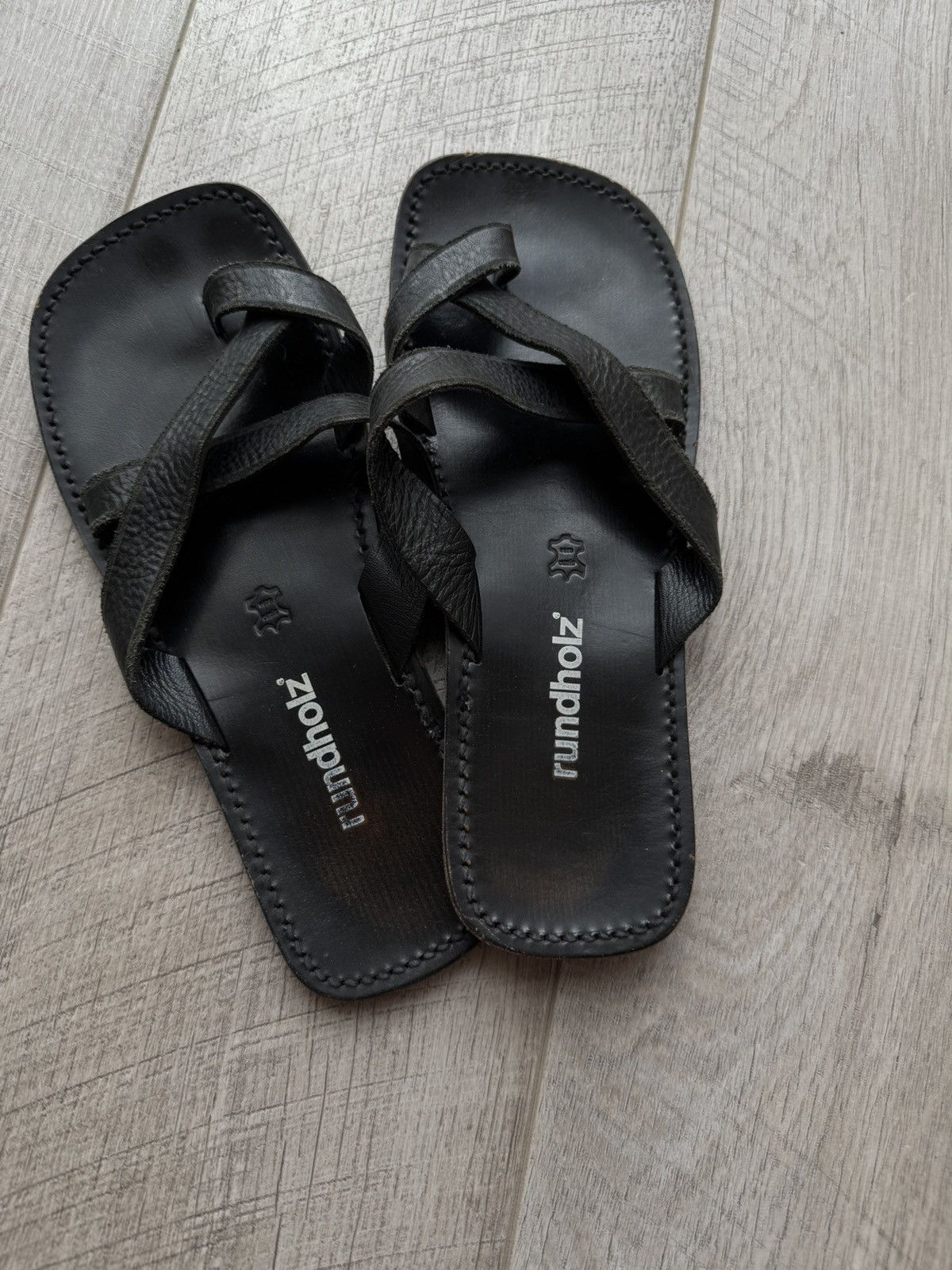 Rundholz Rundholz Vintage Leather Avant Garde Gothic Slide Slippers Size US 5.5 / EU 38 - 4 Thumbnail