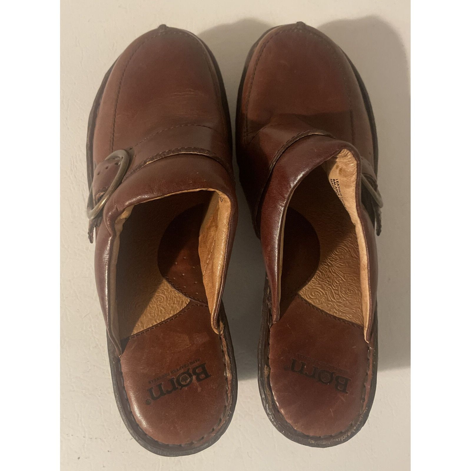 Born BORN WOMENS BROWN LEATHER SLIP-ON CLOGS SHOES SIZE 10 Size US 10 / IT 40 - 7 Thumbnail