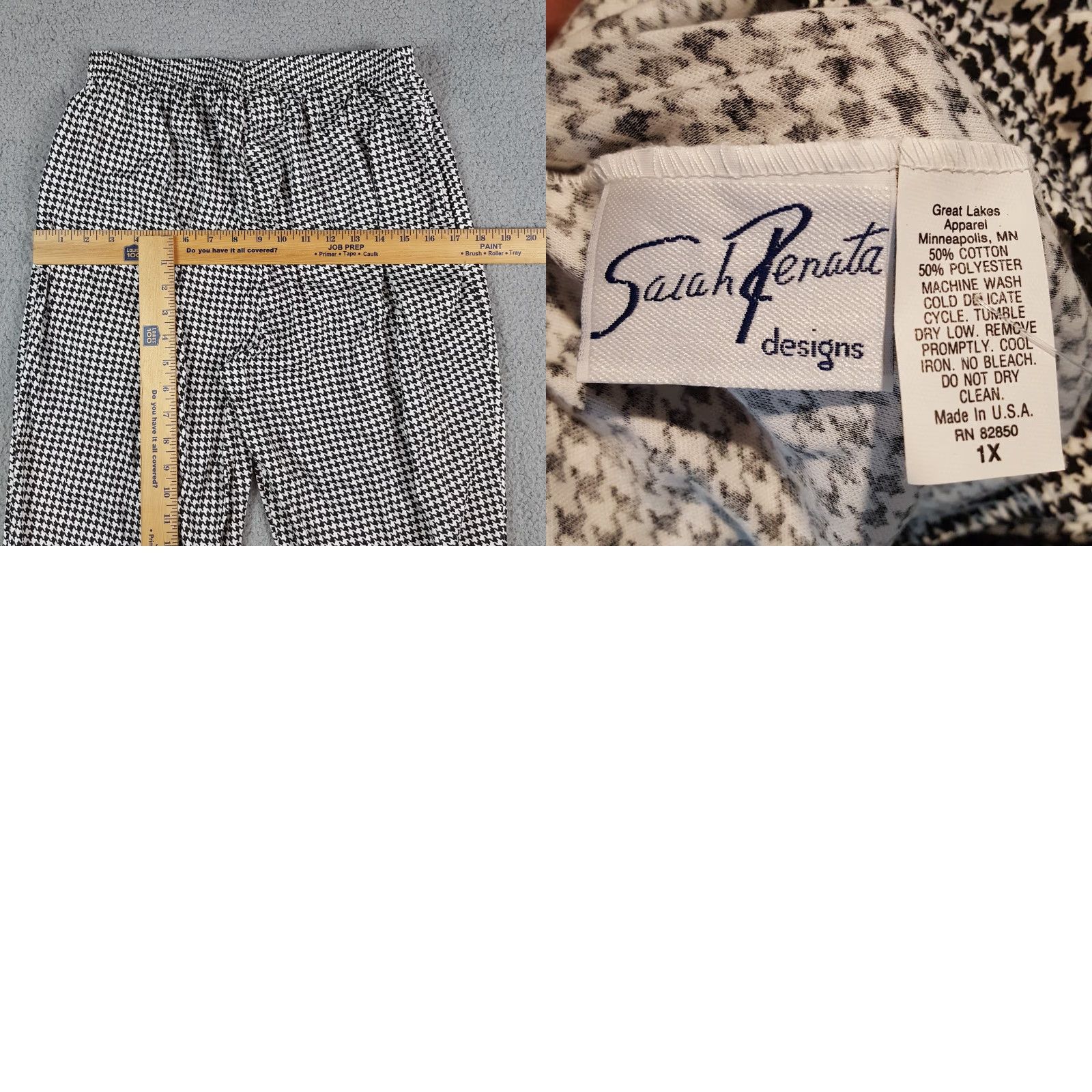 Vintage VINTAGE Houndtooth Print Tapered Women's Size 1X Stretch Waist Gym Sweat Pants Size 40" / US 18 - 8 Thumbnail