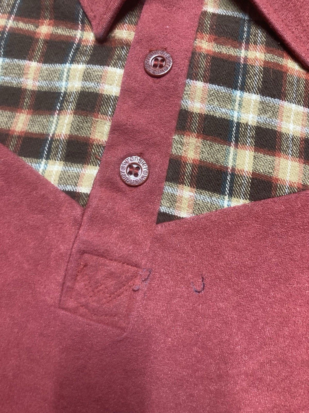 Vintage × Wrangler Vtg 70s polo shirt wrangler velour plaid boys 16 men’s XS Size US XS / EU 42 / 0 - 5 Thumbnail