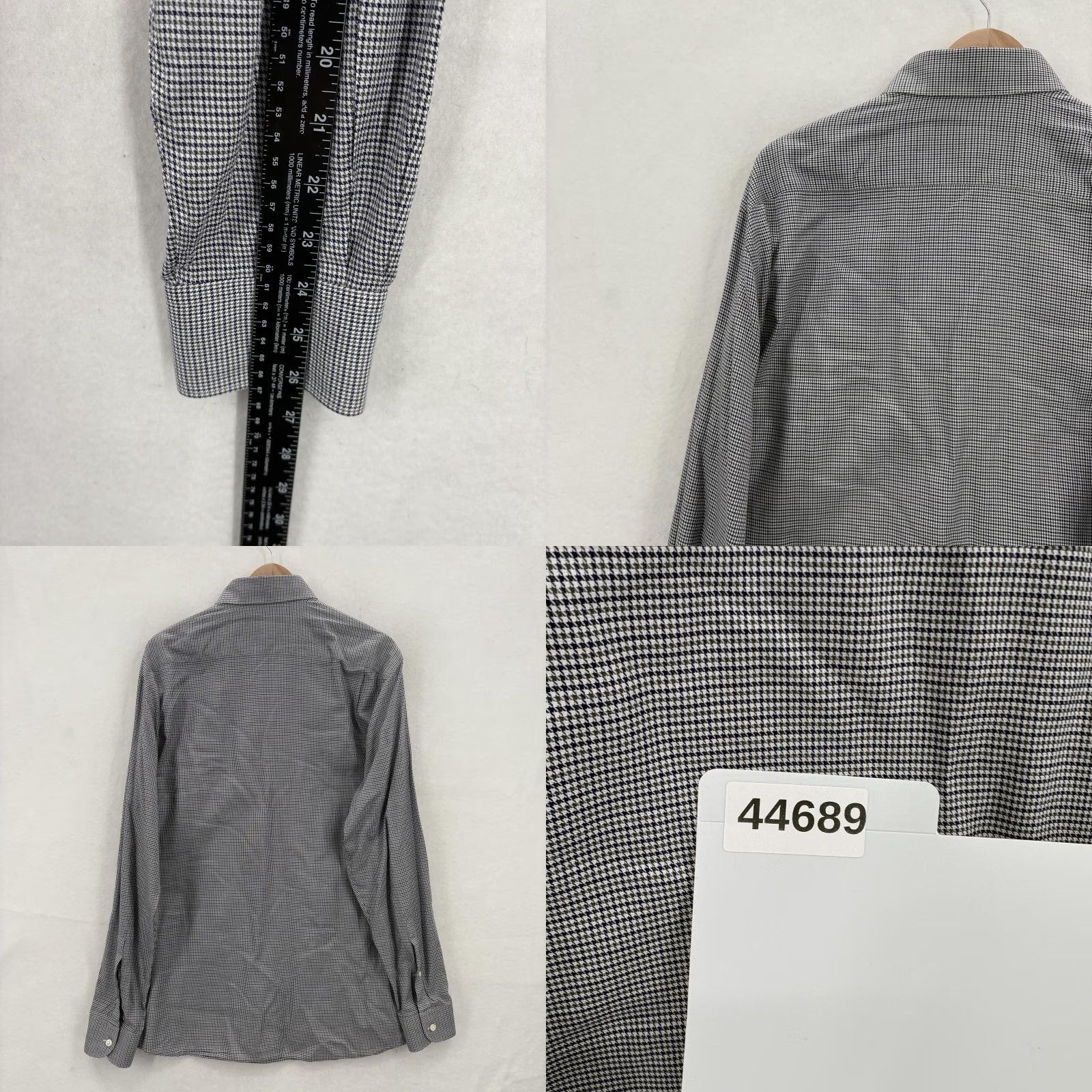 Ermenegildo Zegna Ermenegildo Zegna Shirt Mens Large Blue Gray Houndstooth Dress Casual Button Up Size US L / EU 52-54 / 3 - 9 Thumbnail