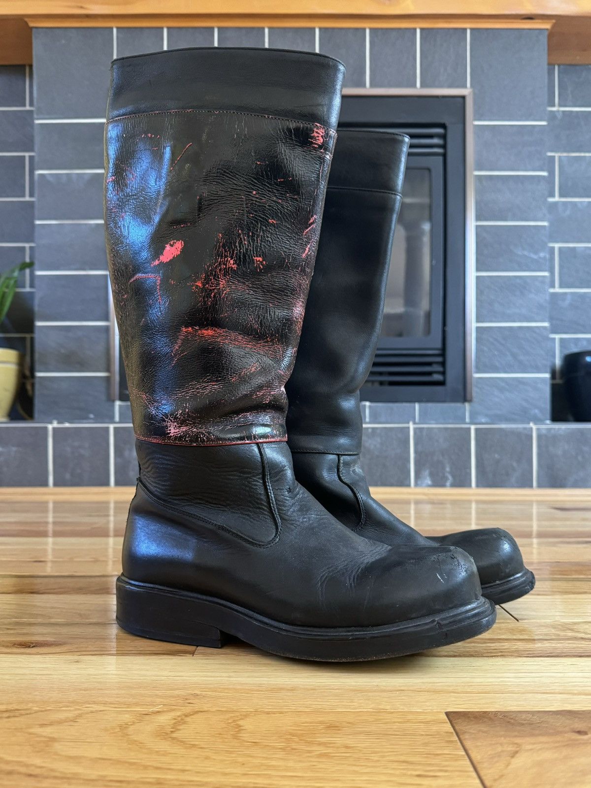 Dirk Bikkembergs Dirk Bikkembergs 1/1 Hand Painted Calfskin Leather Boots Size US 9 / EU 42 - 2 Thumbnail