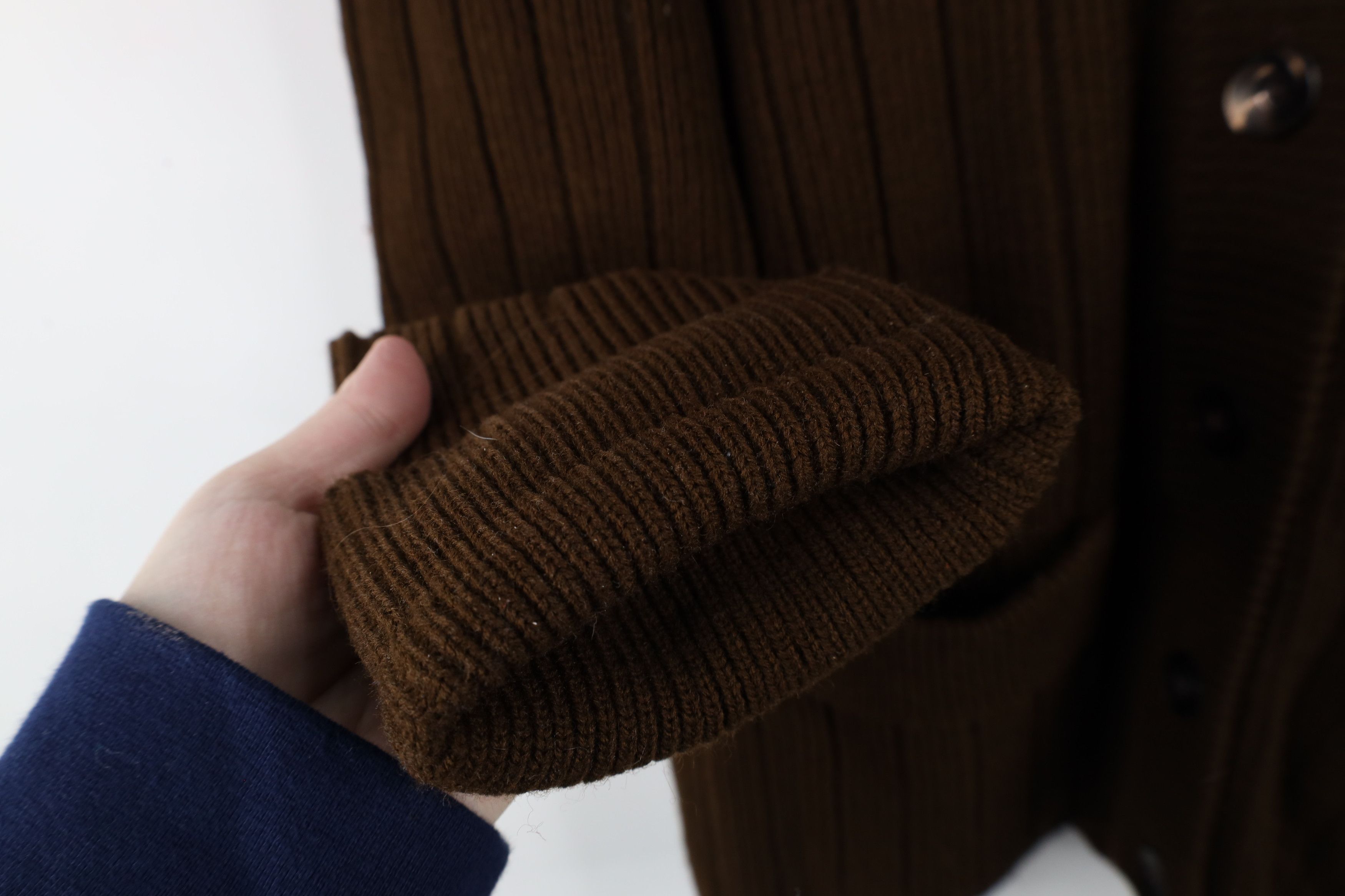Vintage Vintage 70s Streetwear Ribbed Knit Shawl Cardigan Sweater Size L / US 10 / IT 46 - 8 Thumbnail