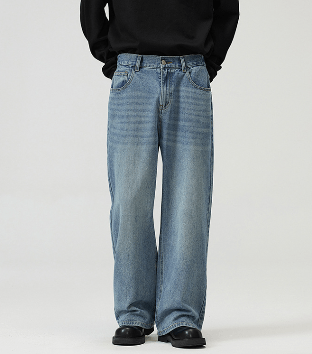 Japanese Brand × Jean Light blue loose wide-leg washed baggy jeans for men Size US 32 / EU 48 - 2 Thumbnail