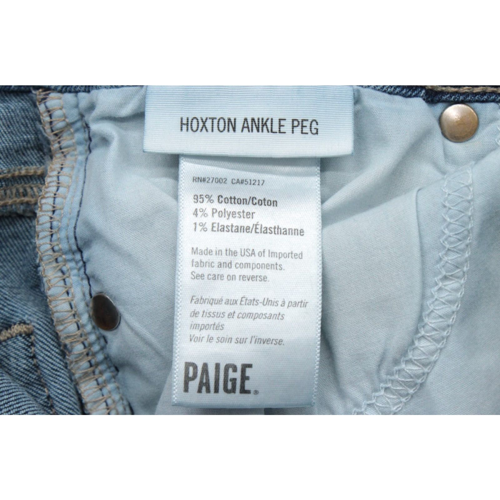 Paige Paige Hoxton Ankle Peg Jeans Mid Rise Skinny Med Wash Womens 26 Raw Hem Stretch Size 26" / US 2 / IT 38 - 7 Thumbnail