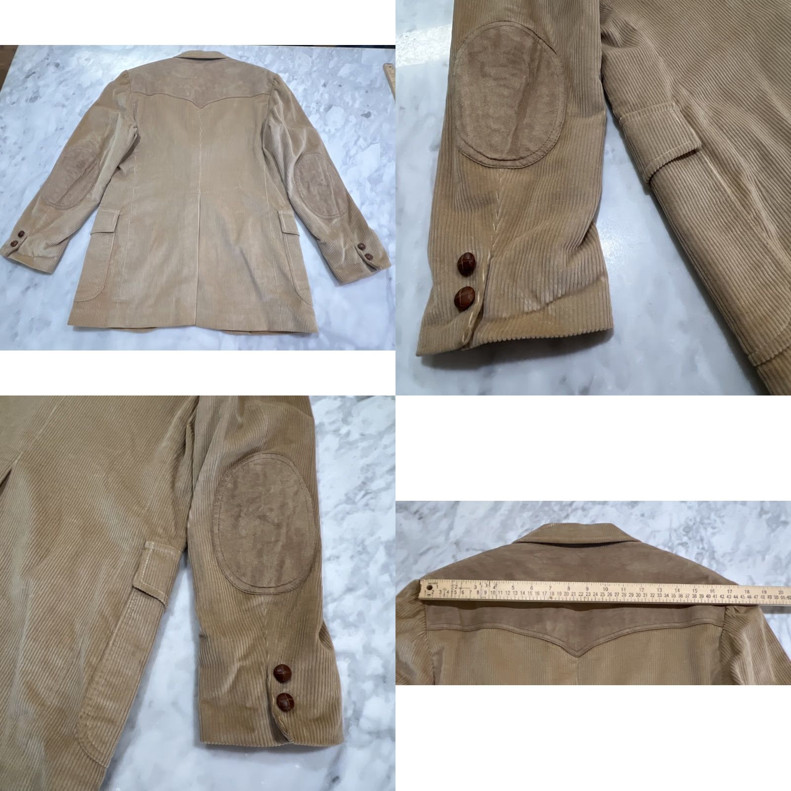 Pendleton VINTAGE Pendleton Mens Blazer Corduroy Jacket 40 Tan Western Suede Patch Two-Button Notch Tailored Single-Vented Chest 40 Mens WVTBLAZR Size 40R - 8 Thumbnail