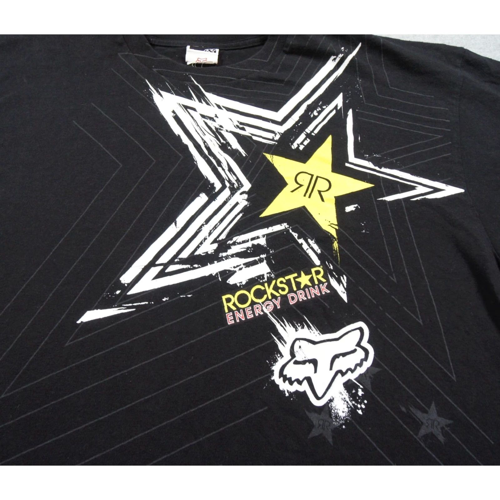 Vintage Fox Mens T-Shirt 2XL Black Rockstar Graphic Tee Motocross Grunge Y2K Adult T-Shirt Mens Size US XXL / EU 58 / 5 - 2 Thumbnail
