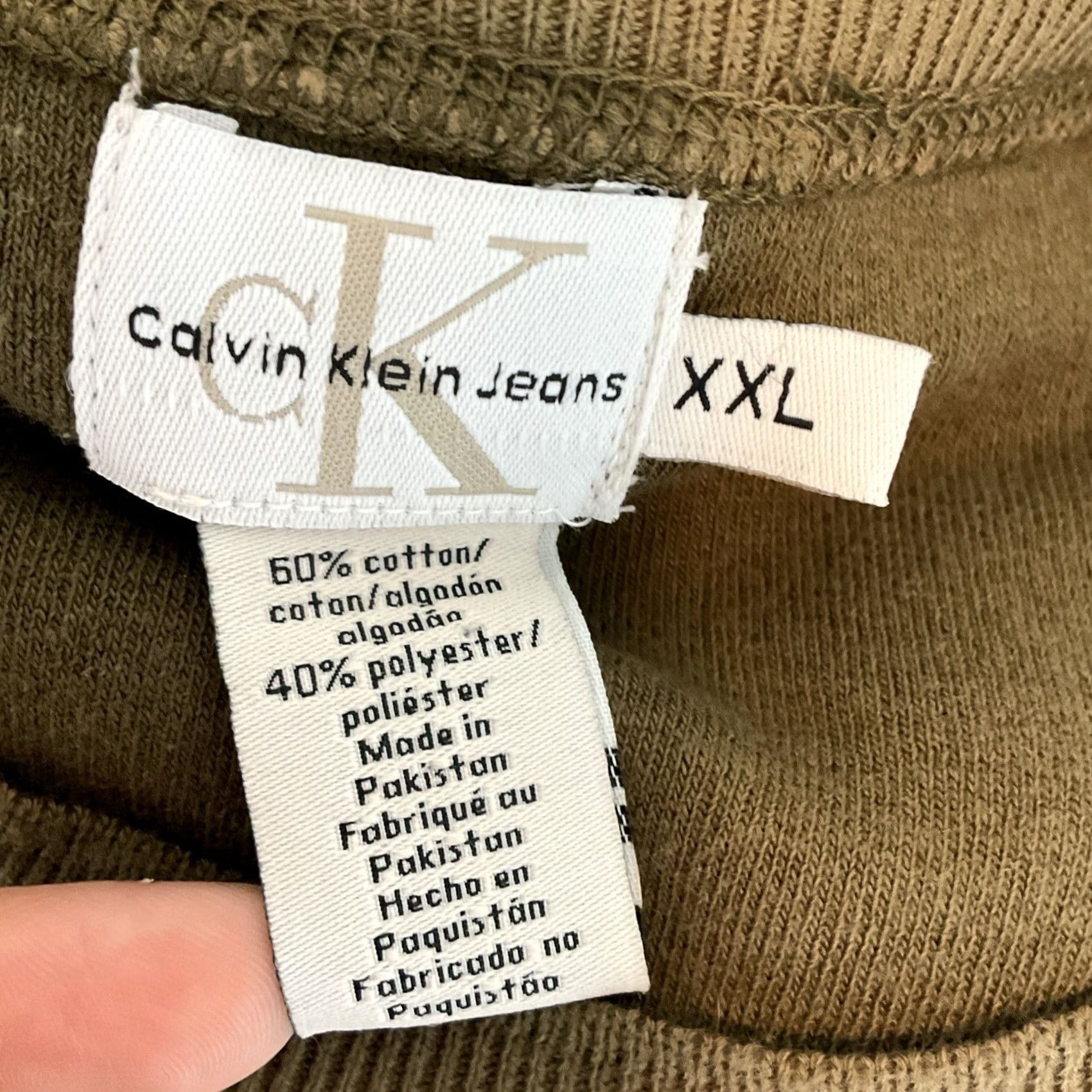 Calvin Klein VINTAGE Calvin Klein Olive Green Fleece Crewneck Relaxed Sweater XXL Men Green 90s Solid Crew Neck Wool-ish? Size US XXL / EU 58 / 5 - 8 Thumbnail