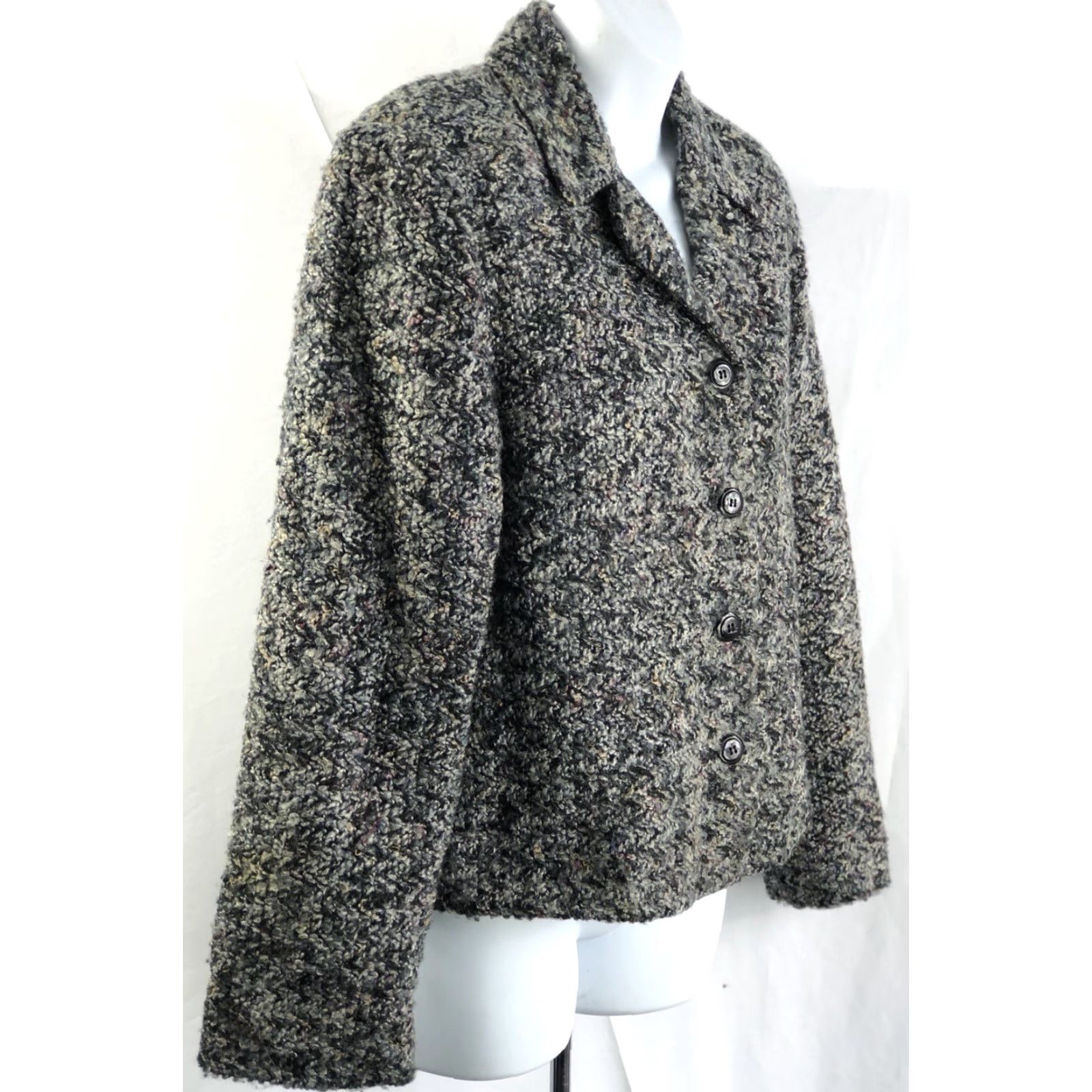 Lee VINTAGE Kathie Lee Sweater Jacket Cardigan M Blue Knit 4 ButtonUp Womens Size M / US 6-8 / IT 42-44 - 2 Thumbnail