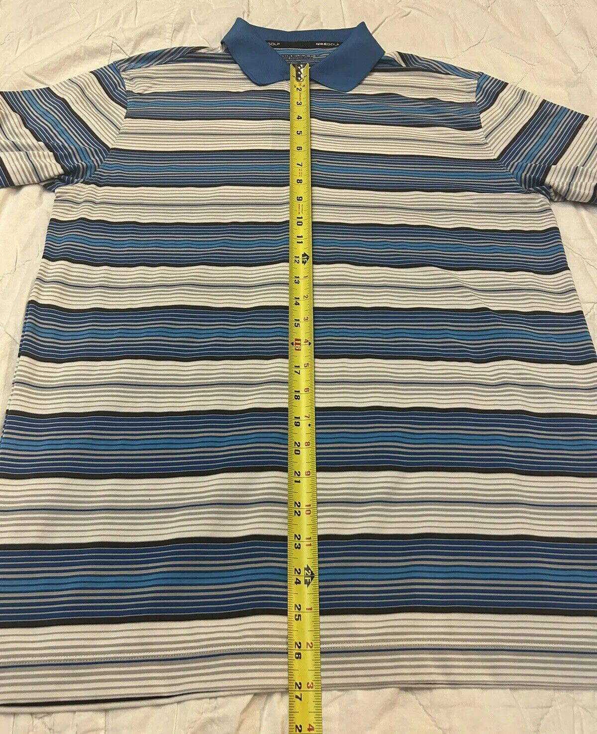 Nike Nike Men's Golf Polo Blue White Grey Striped FitDry - Sz M Size US M / EU 48-50 / 2 - 6 Thumbnail