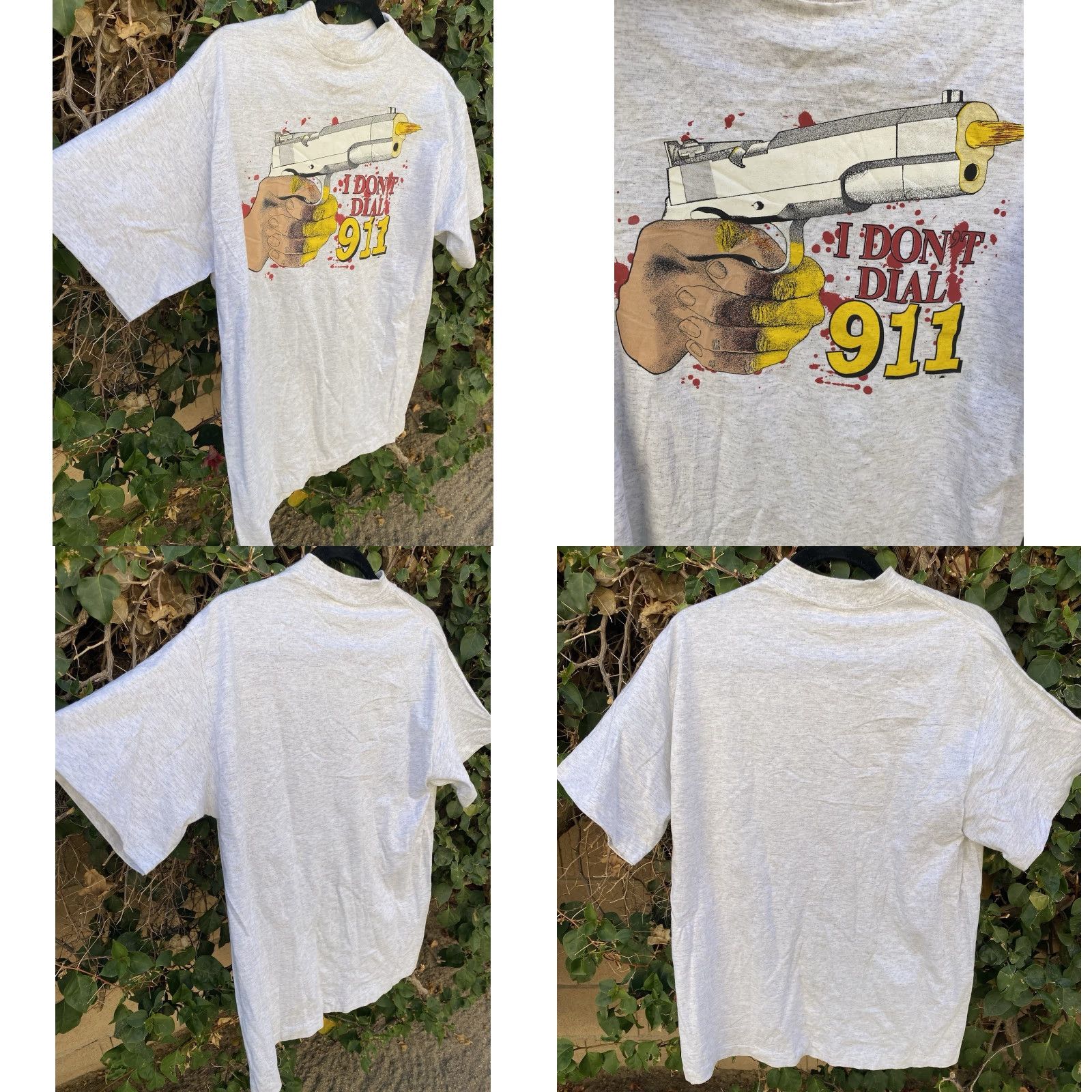 Vintage VINTAGE I Dont Dial 911 T Shirt Hand Gun Graphic Tee Warrior Inc Nashville Sz L Mens Gray Cotton Blend 1990s Graphic Print Short Sleeve Size US L / EU 52-54 / 3 - 10 Thumbnail