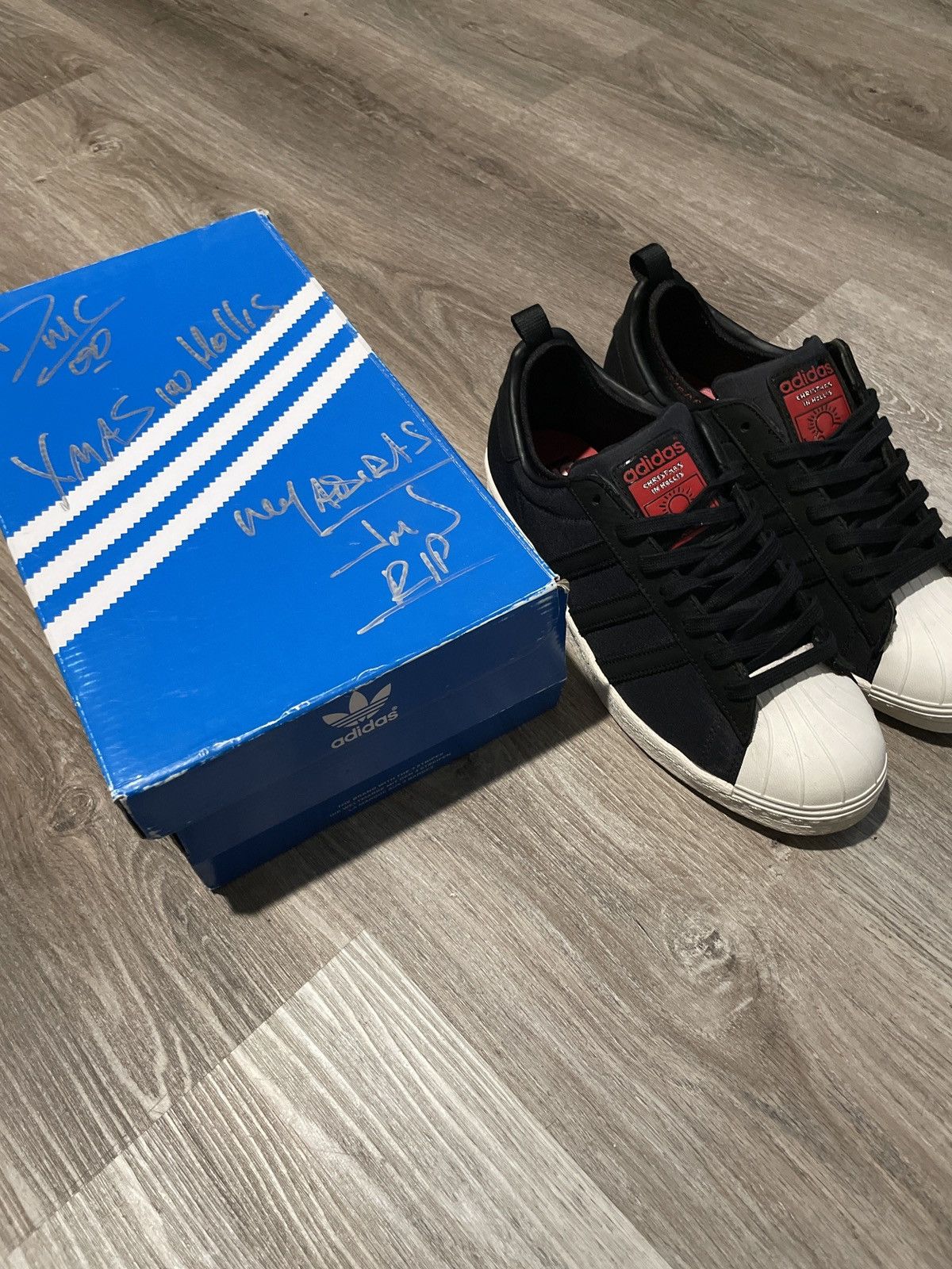 Adidas Adidas Superstar 80 x RUN DMC Christmas in Hollis Worn | Grailed